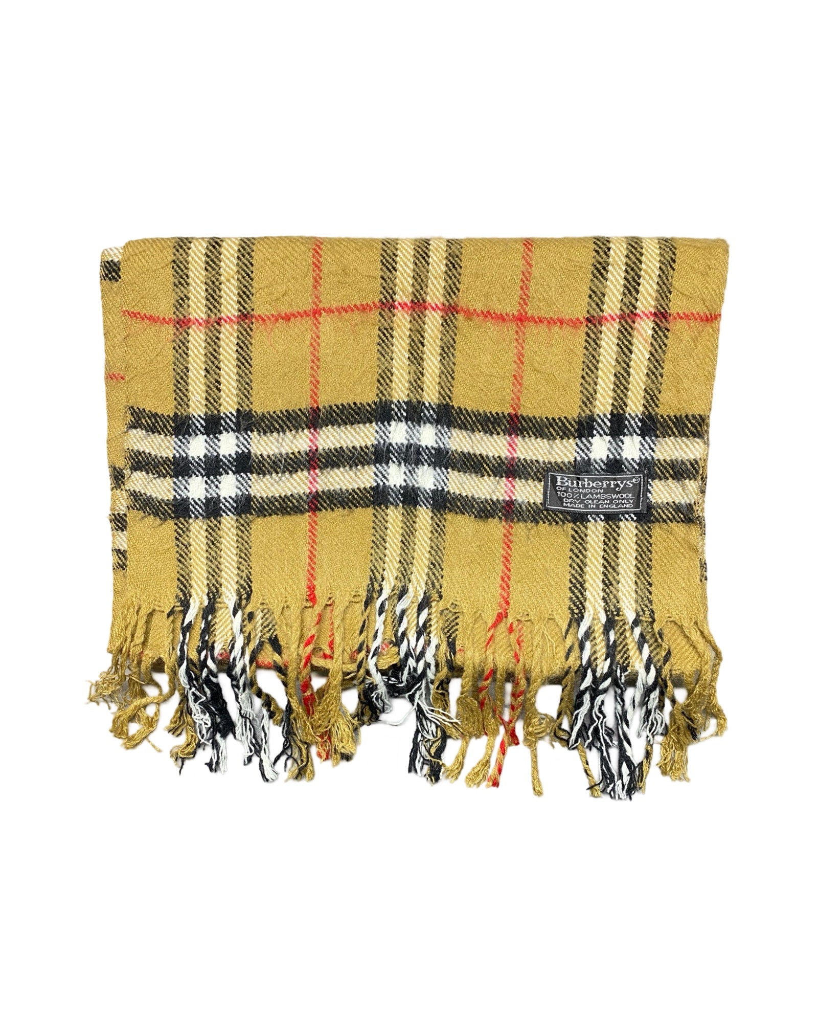 Burberry Vintage Check Wool Scarf | Yellow Check | 100% Lambswool (0146)