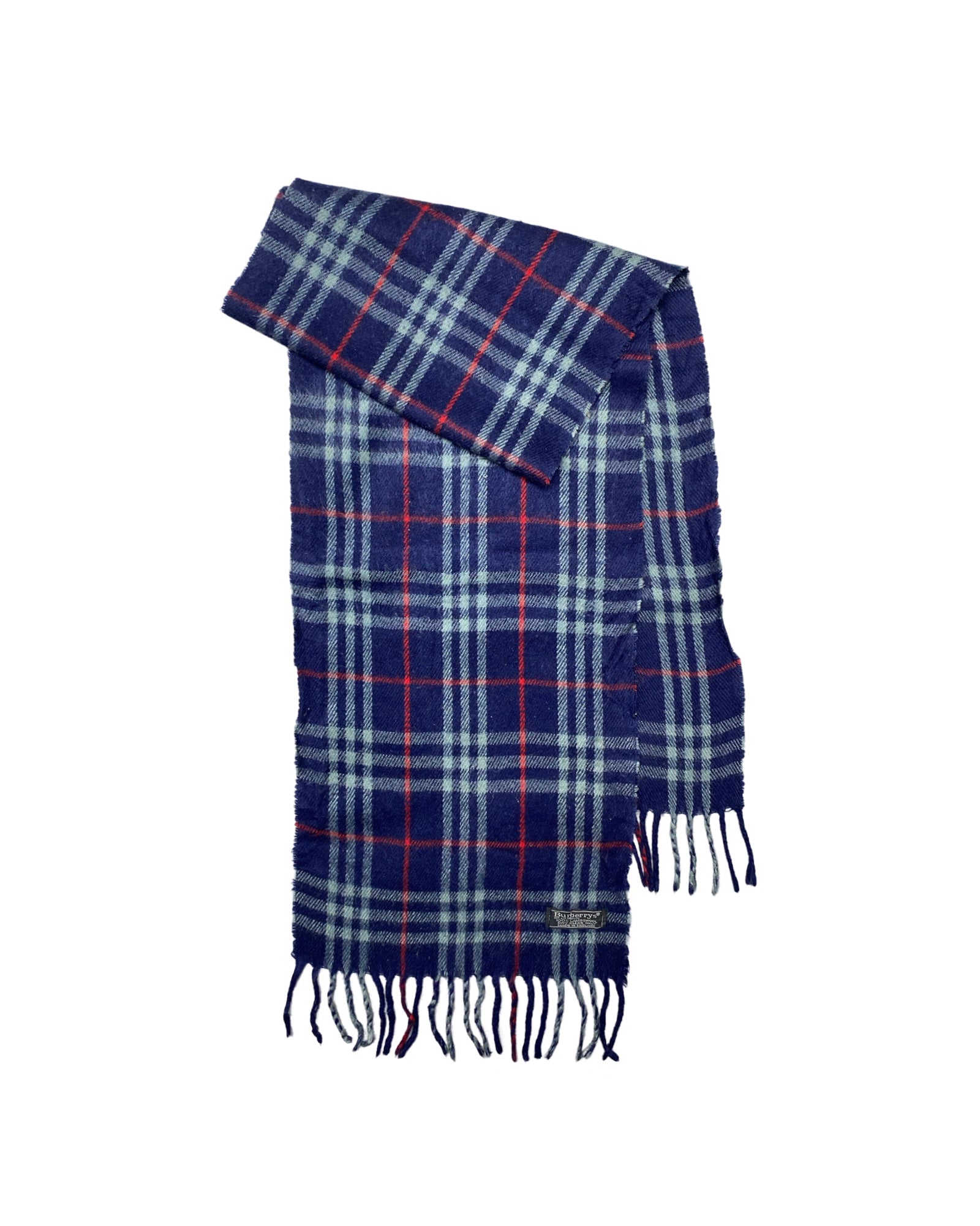 Burberry Vintage Check Wool Scarf | Navy Blue Check | 100% Lambswool (0147)
