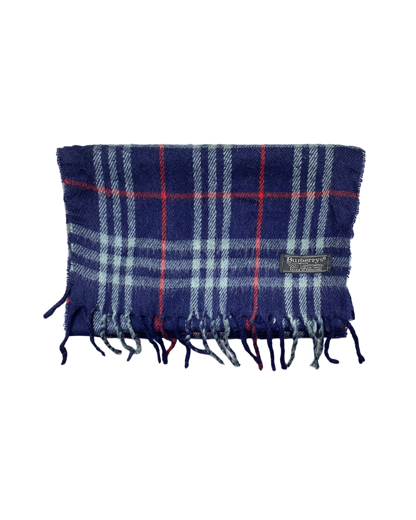 Burberry Vintage Check Wool Scarf | Navy Blue Check | 100% Lambswool (0147)