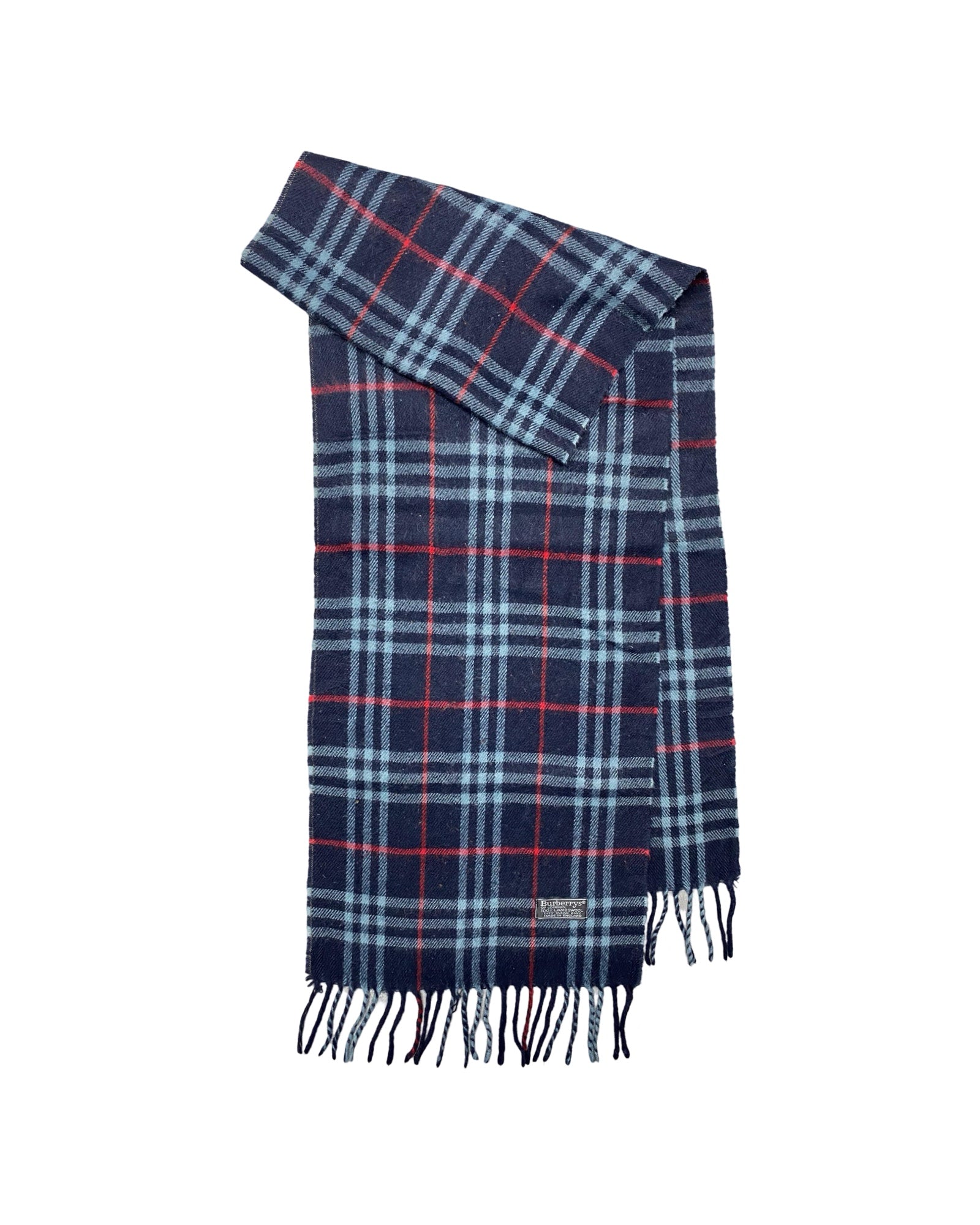 Burberry Vintage Check Wool Scarf | Navy Blue Check | 100% Lambswool (0150)
