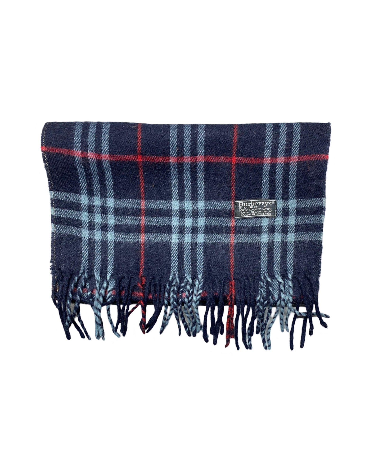 Burberry Vintage Check Wool Scarf | Navy Blue Check | 100% Lambswool (0150)