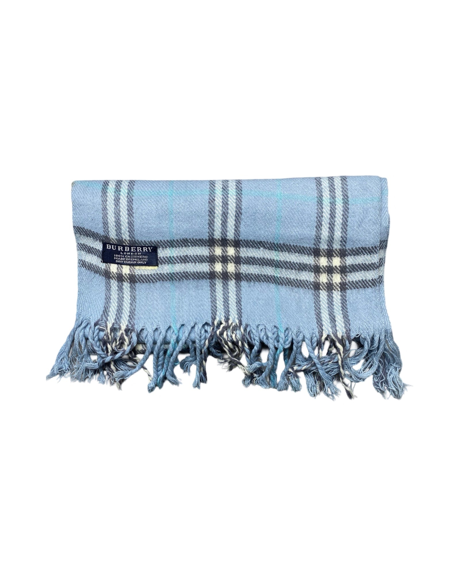 Burberry Vintage Check Wool Scarf | Light Blue Check | 100% Lambswool (0152)