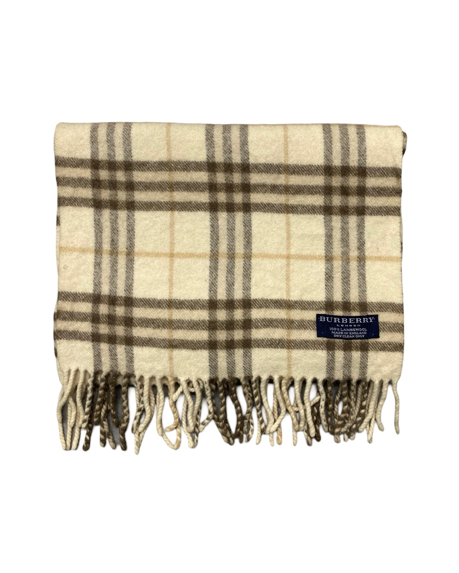 Burberry Vintage Check Wool Scarf | Beige & Brown Check | 100% Lambswool (0154)
