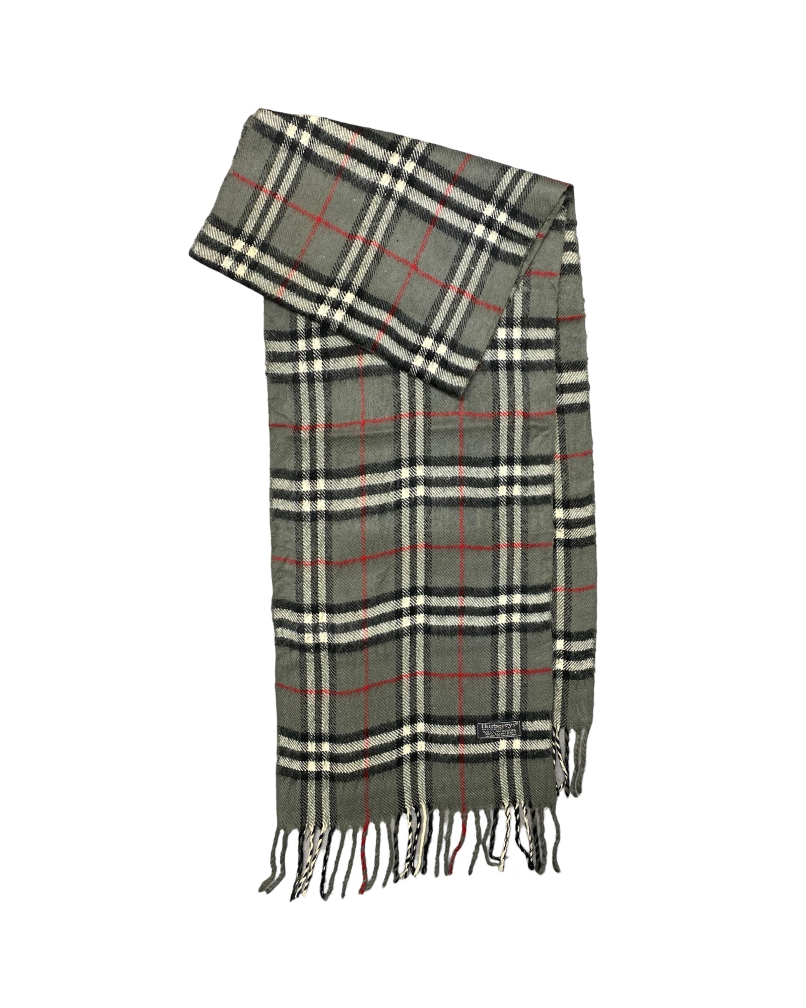 Burberry Vintage Check Wool Scarf | Olive Green Check | 100% Lambswool (0156)
