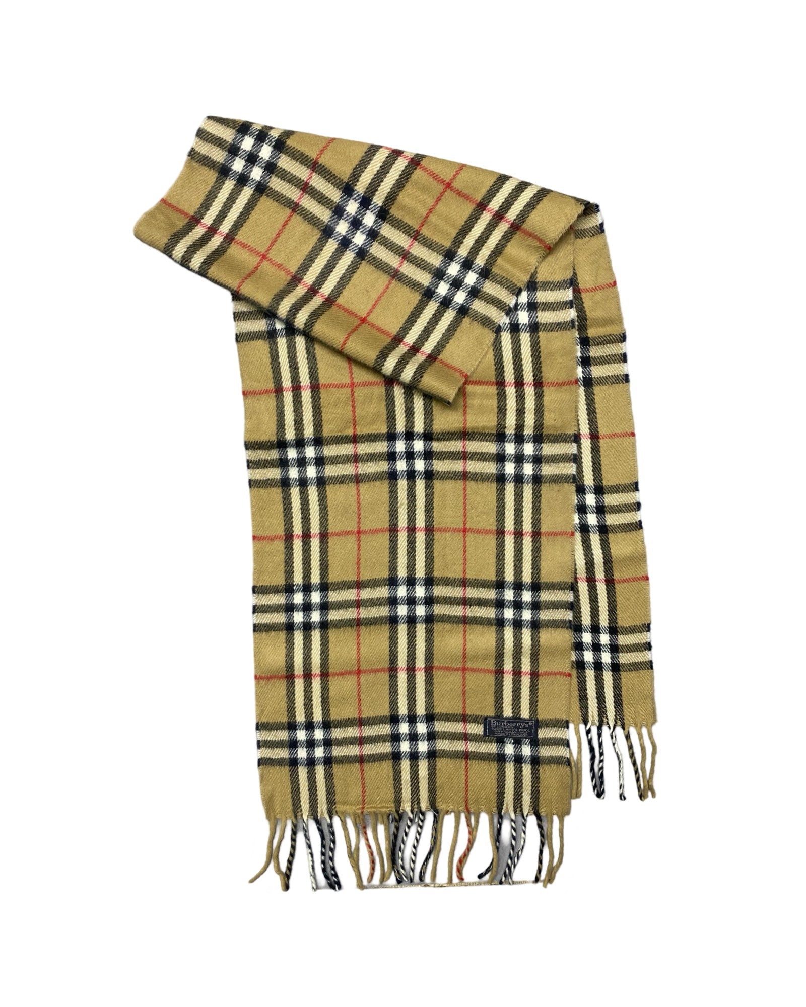 Burberry Vintage Nova Check Wool Scarf | Camel Beige | 100% Lambswool (0158)