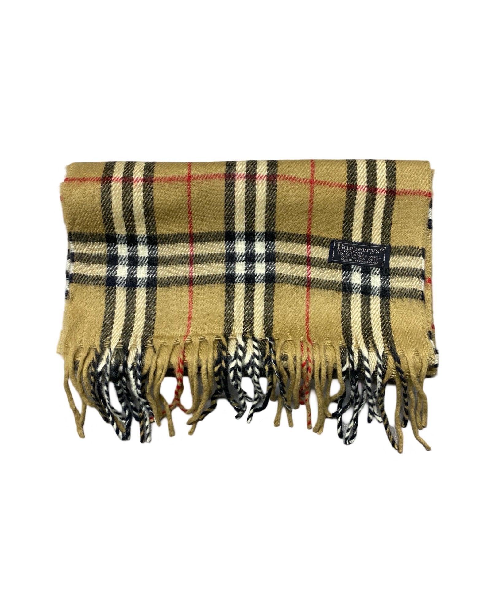 Burberry Vintage Nova Check Wool Scarf | Camel Beige | 100% Lambswool (0158)
