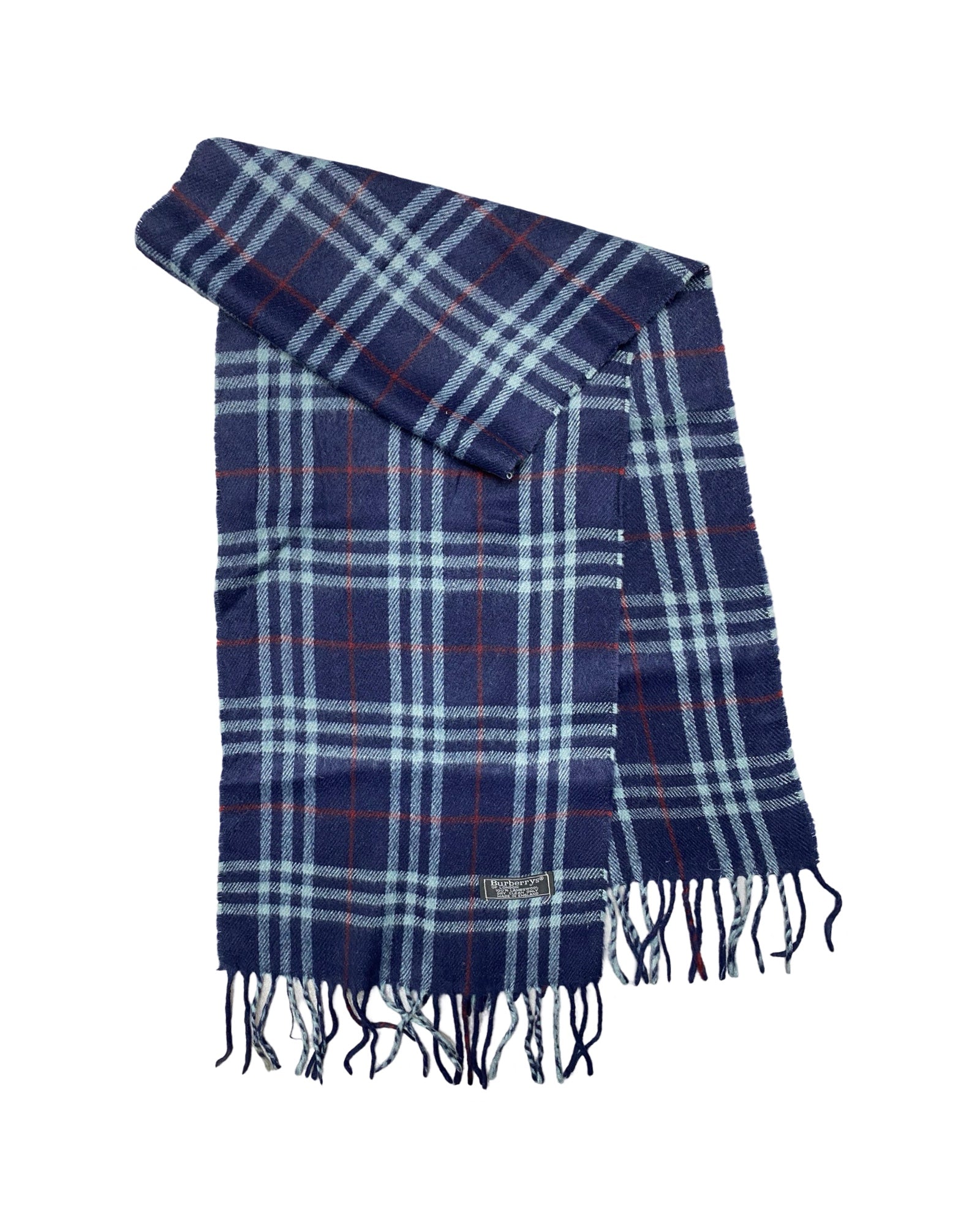 Burberry Vintage Check Wool Scarf | Navy Tartan | 100% Lambswool (0165)