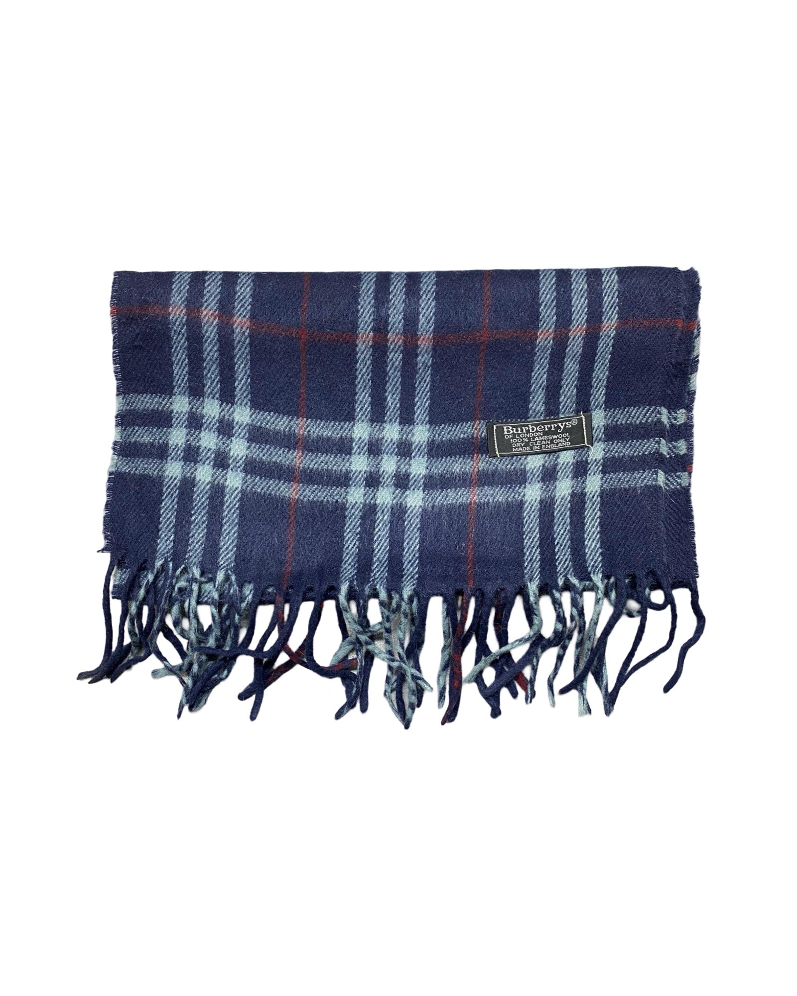 Burberry Vintage Check Wool Scarf | Navy Tartan | 100% Lambswool (0165)