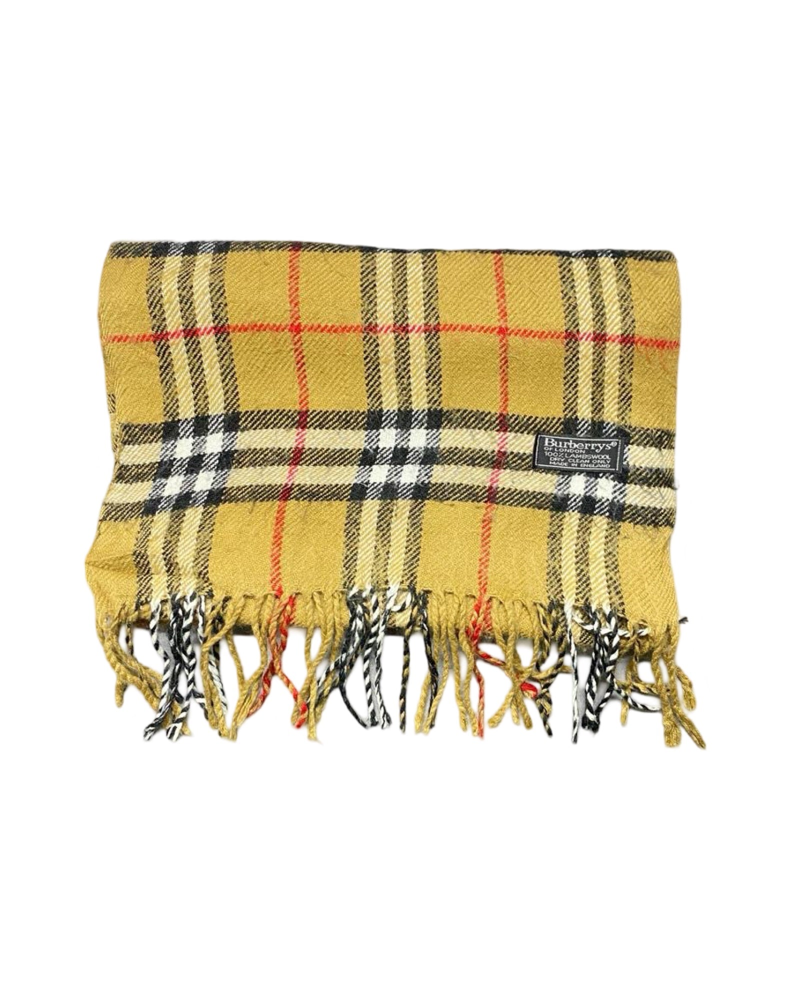Burberry Vintage Nova Check Wool Scarf | Mustard Nova Check | 100% Lambswool (0166)