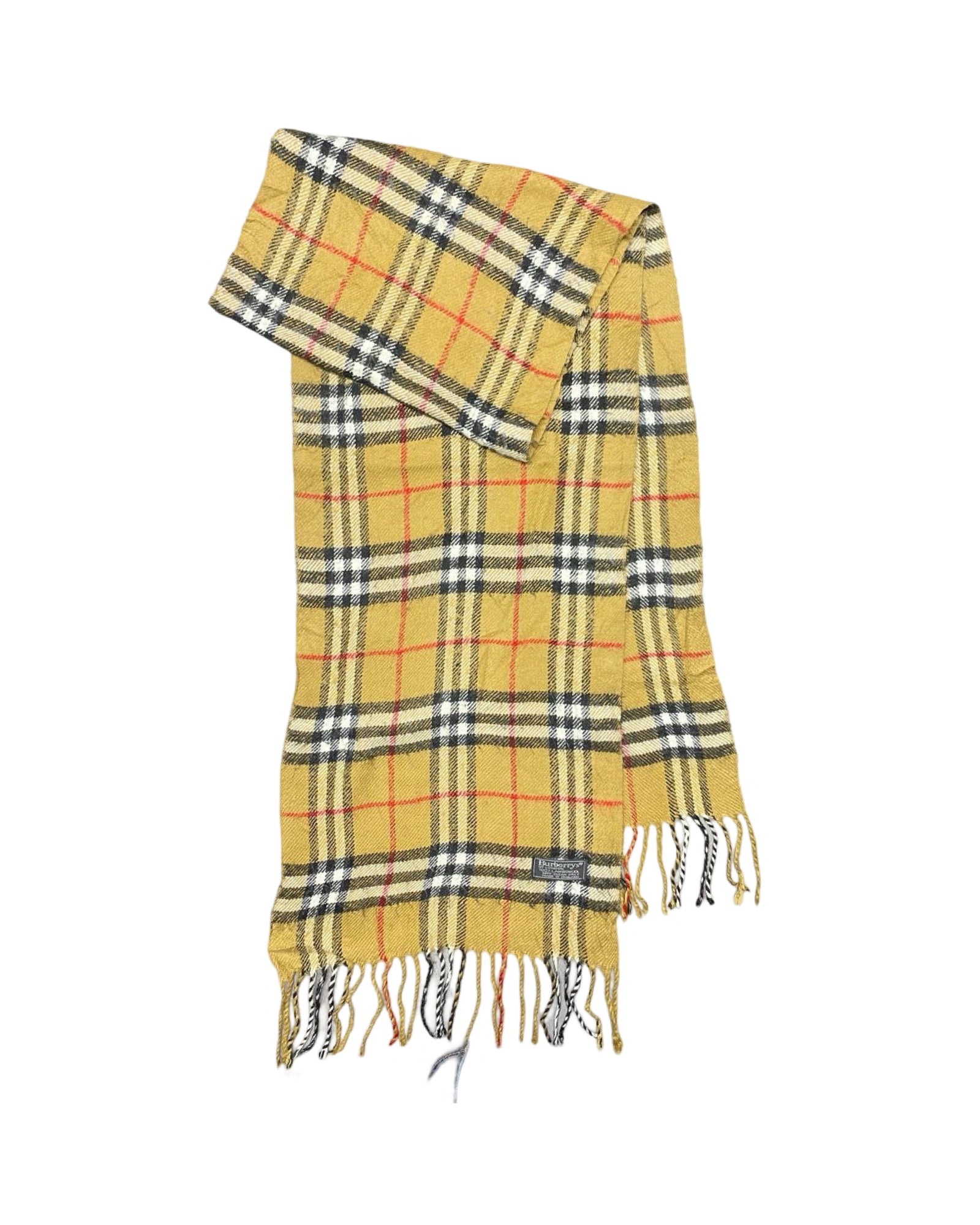 Burberry Vintage Nova Check Wool Scarf | Mustard Nova Check | 100% Lambswool (0166)