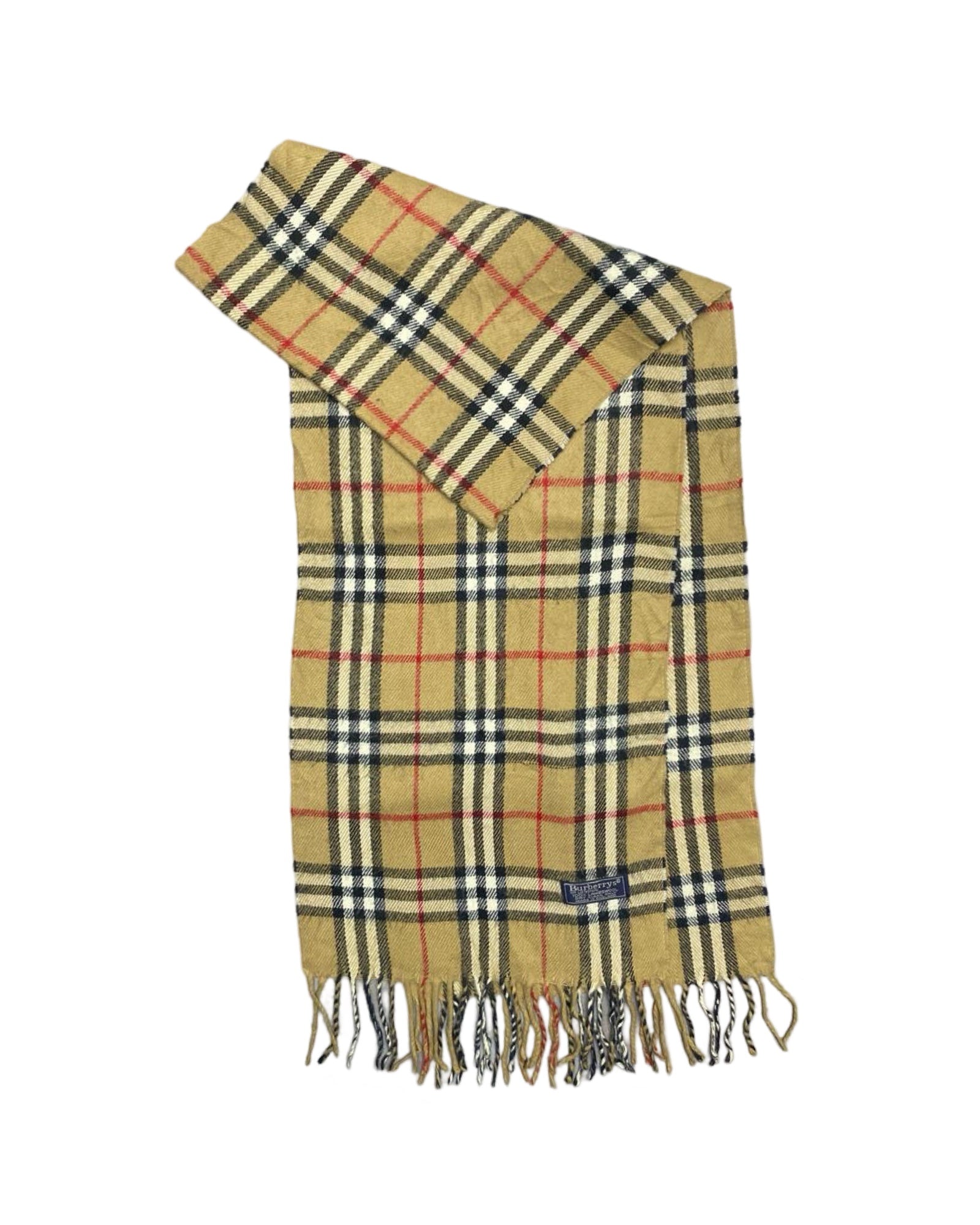 Burberry Vintage Nova Check Wool Scarf | Camel Beige Check | 100% Lambswool (0167)