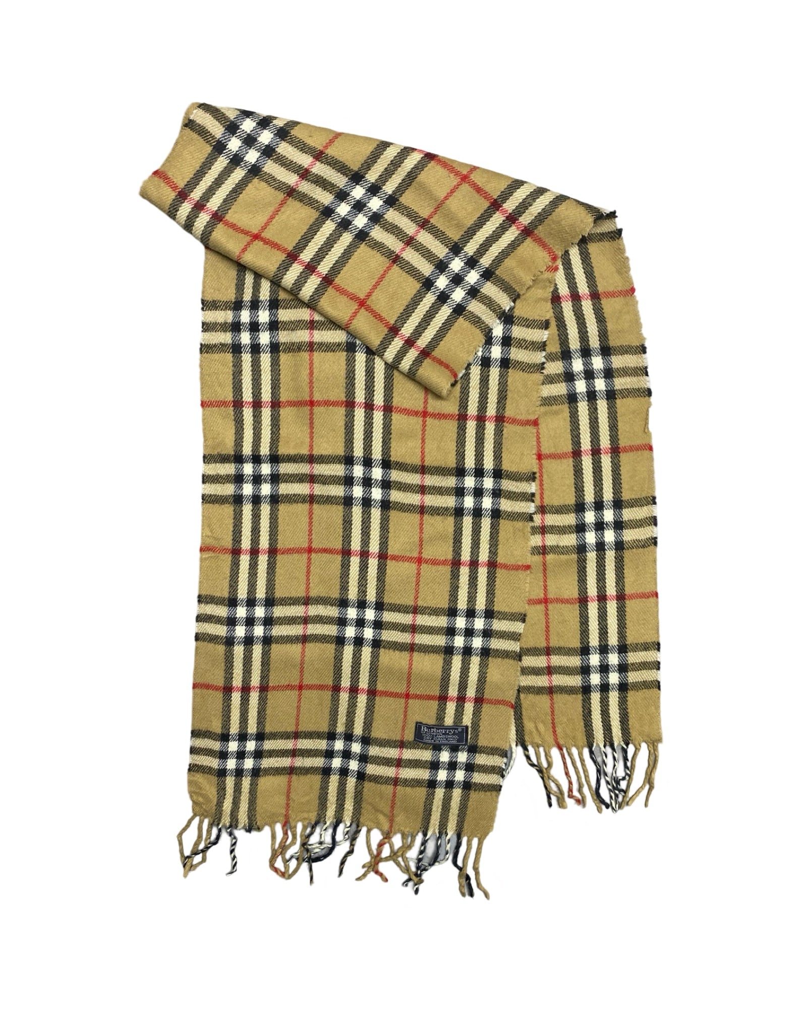 Burberry Vintage Nova Check Wool Scarf | Classic Beige Check | 100% Lambswool (0168)