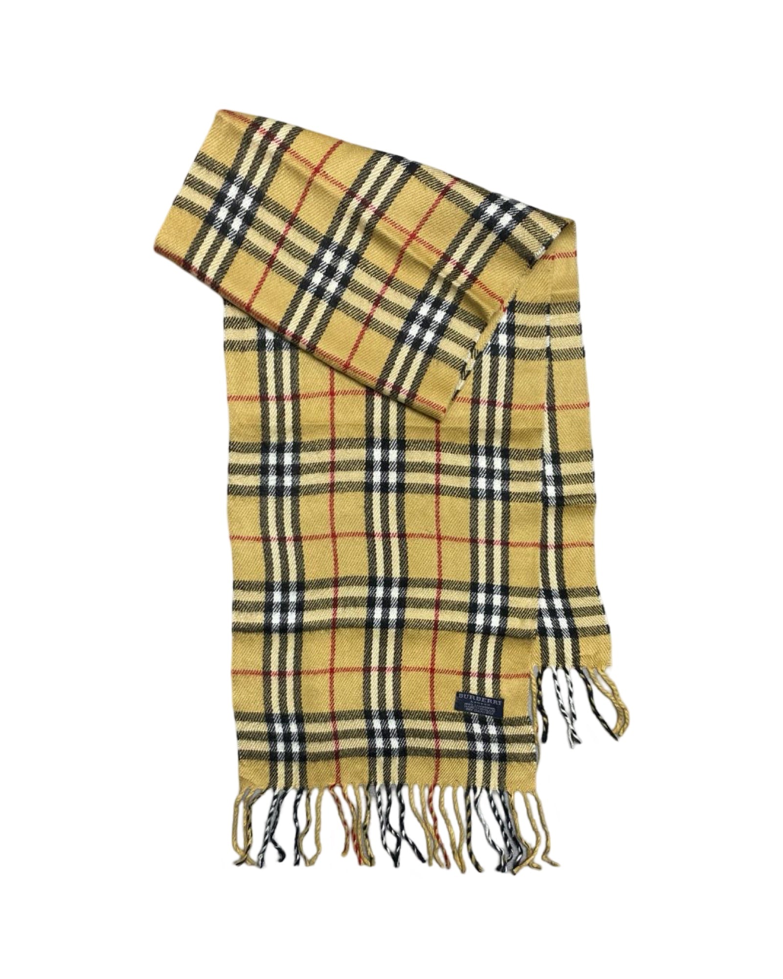Burberry Vintage Check Wool Scarf | Mustard Nova Check | 100% Lambswool (0176)