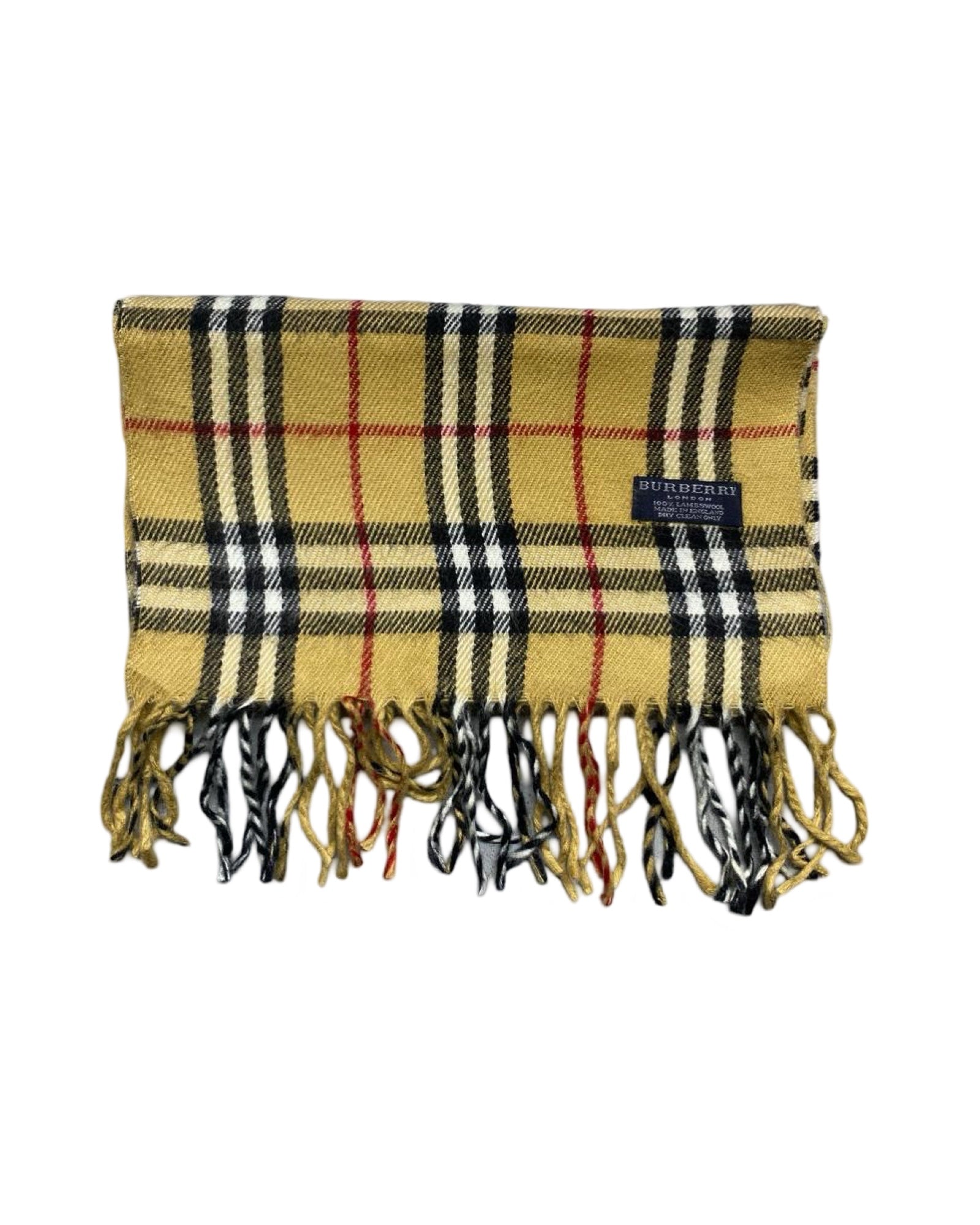 Burberry Vintage Check Wool Scarf | Mustard Nova Check | 100% Lambswool (0176)