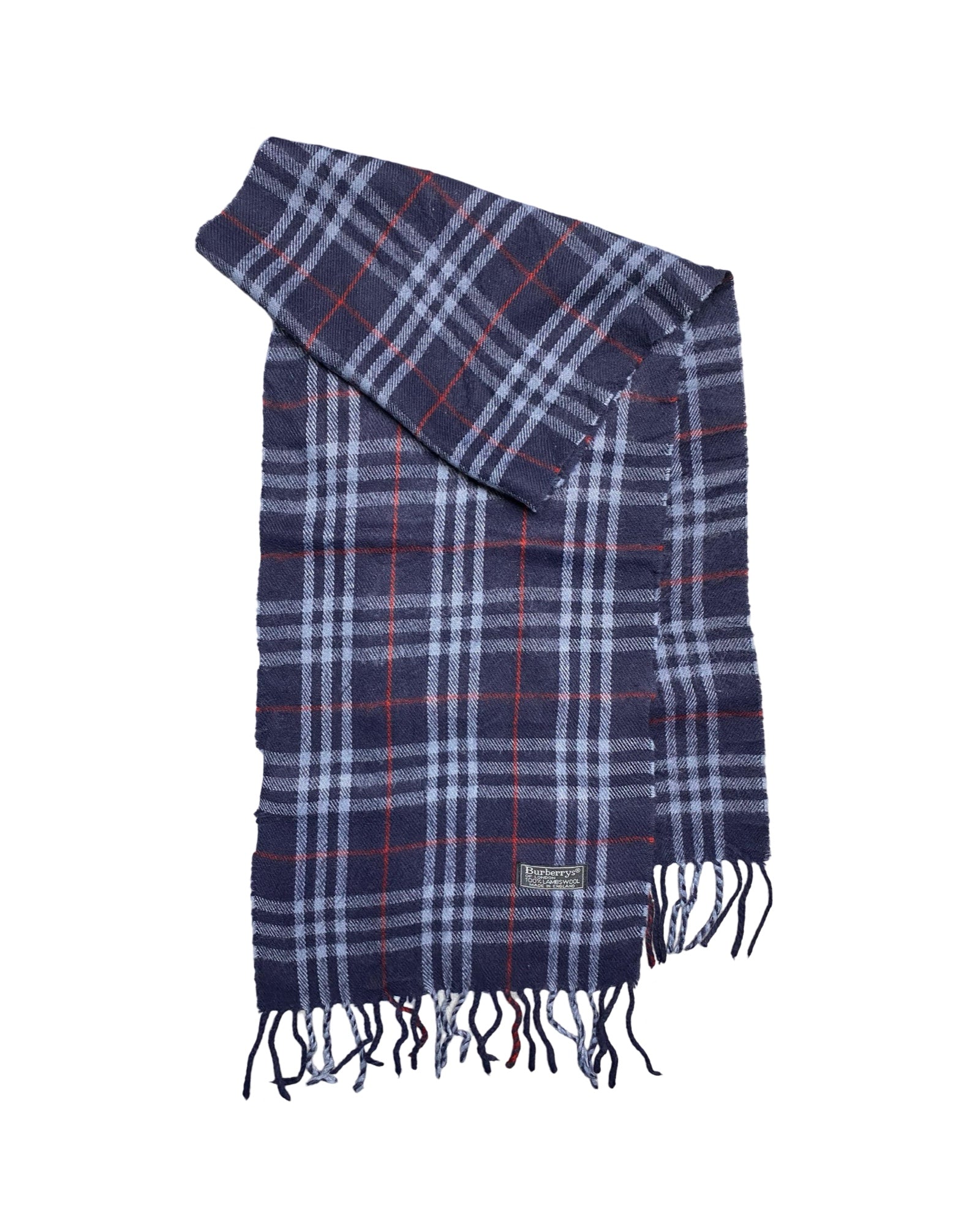 Burberry Vintage Check Wool Scarf | Navy Check | 100% Lambswool (0184)