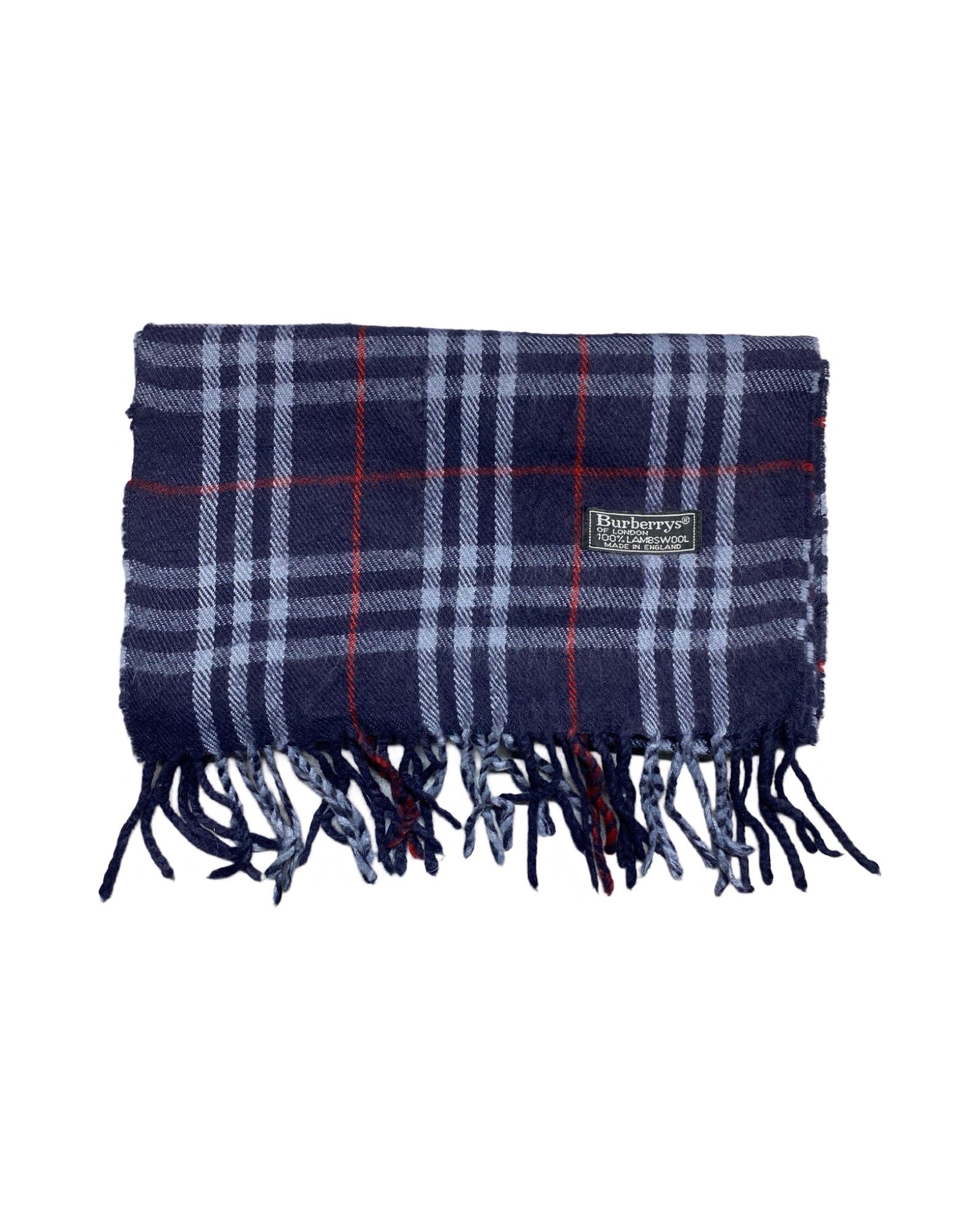 Burberry Vintage Check Wool Scarf | Navy Check | 100% Lambswool (0184)