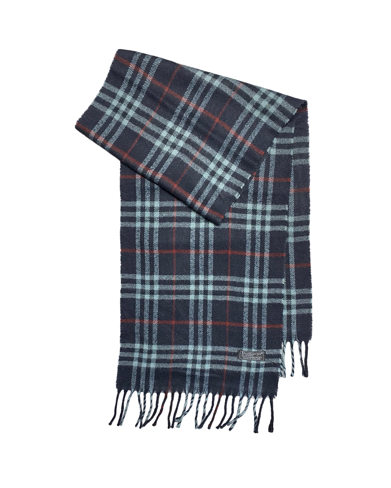 Burberry Vintage Check Wool Scarf | Navy Check | 100% Lambswool (0186)