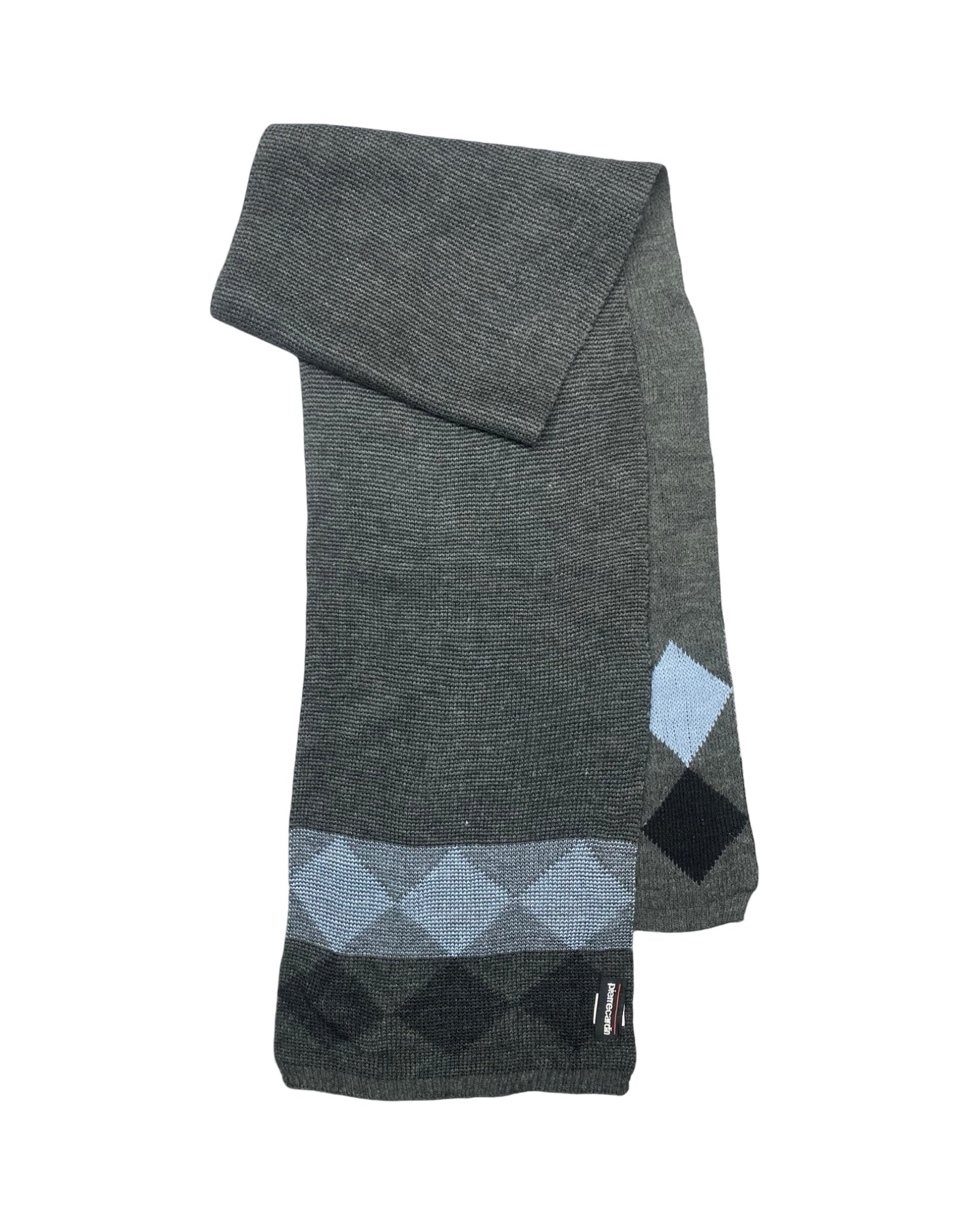 Pierre Cardin Wool Knit Scarf | Argyle Pattern | 00216