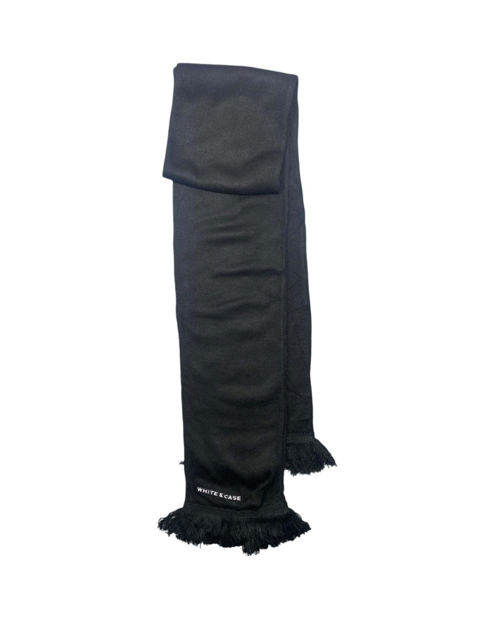 White & Case Black Scarf | Fringed Detailing | 00223