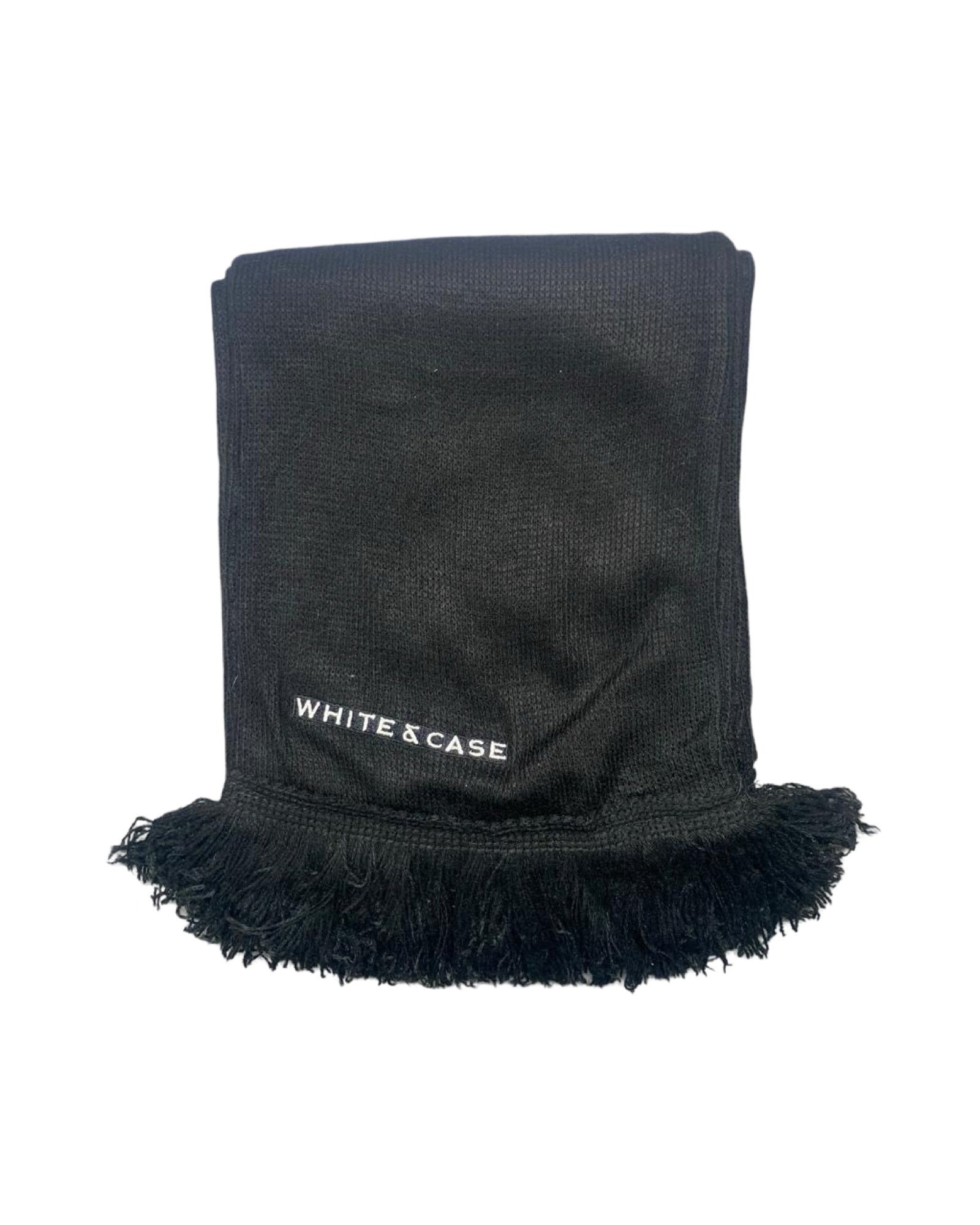 White & Case Black Scarf | Fringed Detailing | 00223