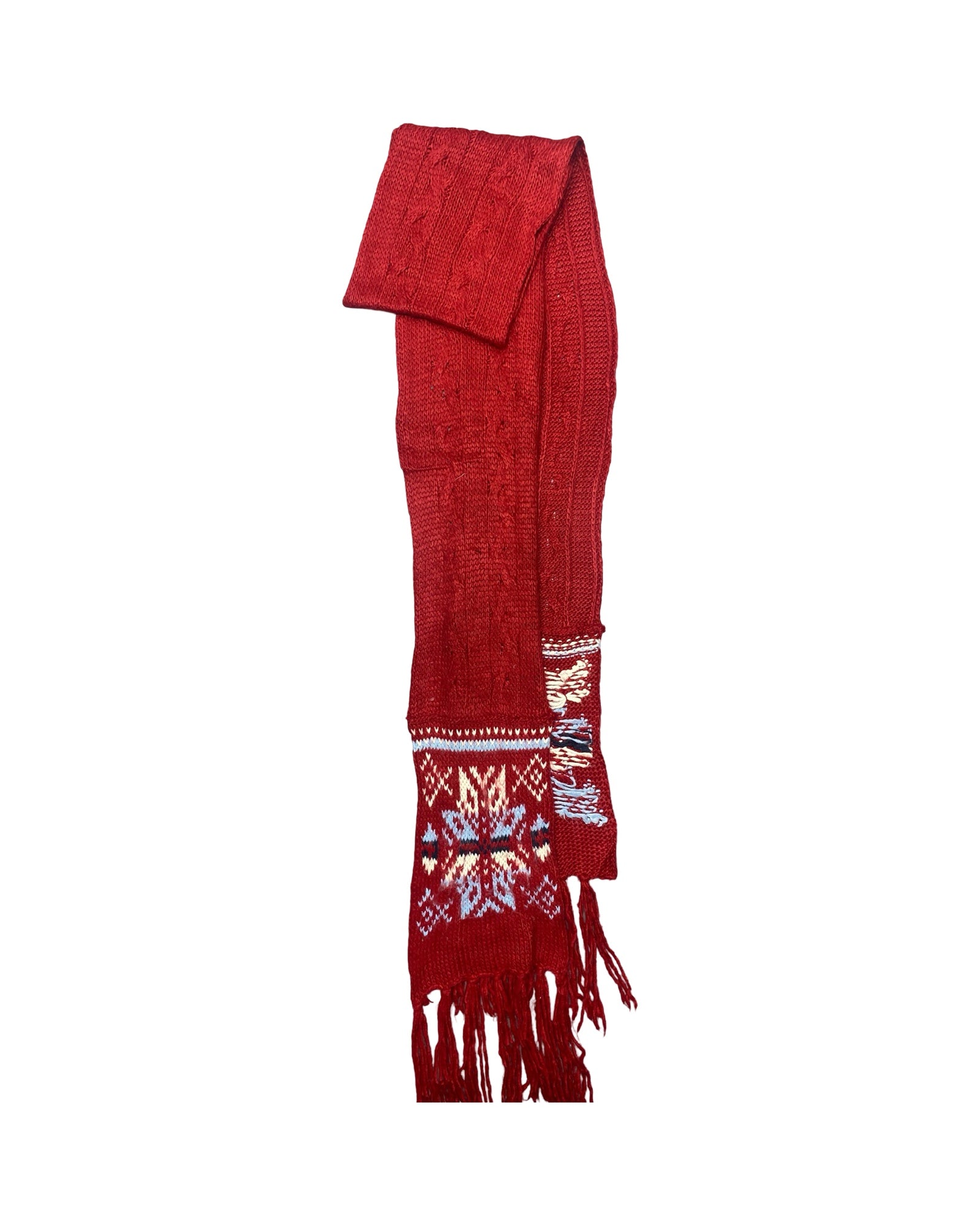 Old Navy Knitted Fair Isle Scarf | Red & Multicolor | 00230