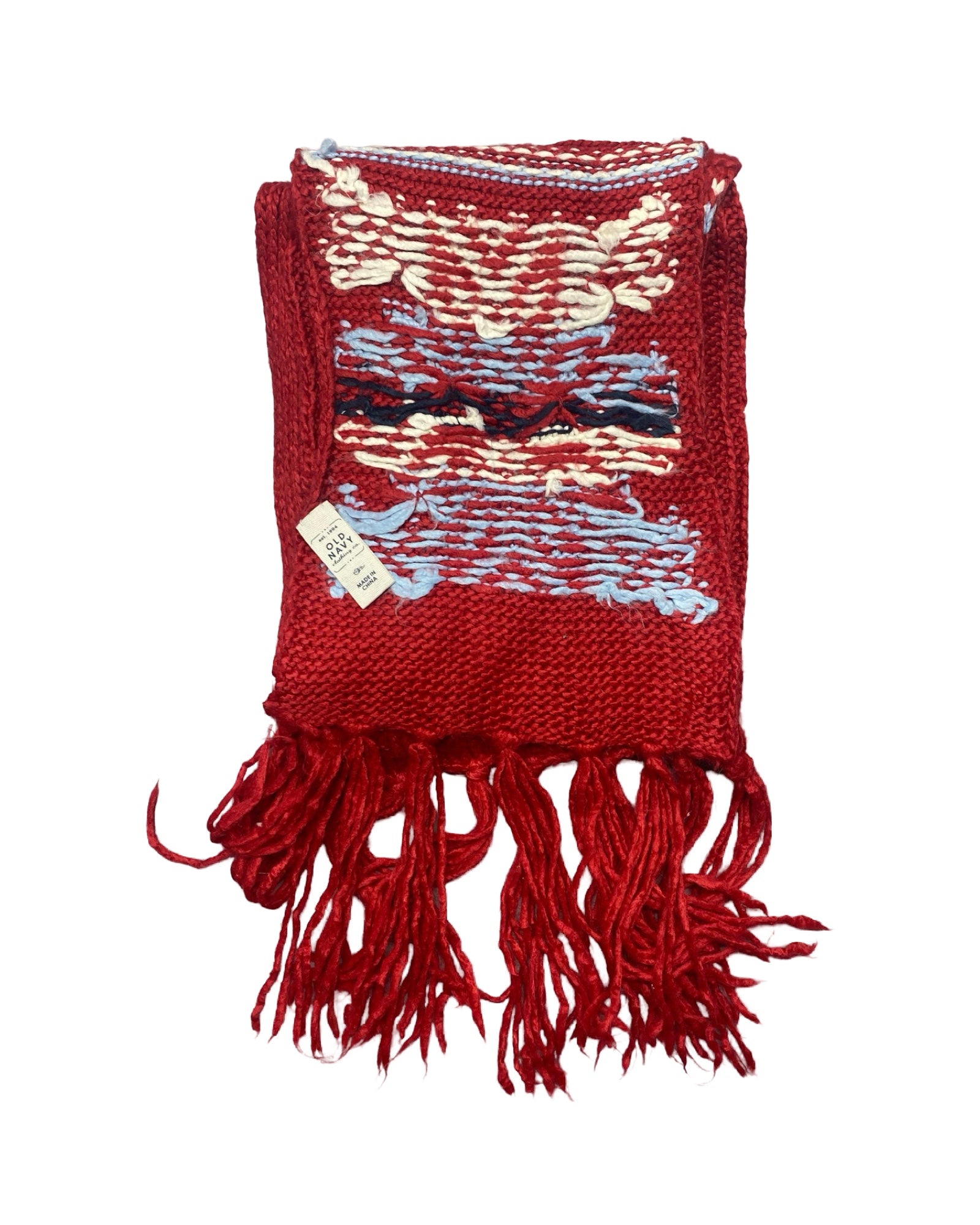 Old Navy Knitted Fair Isle Scarf | Red & Multicolor | 00230
