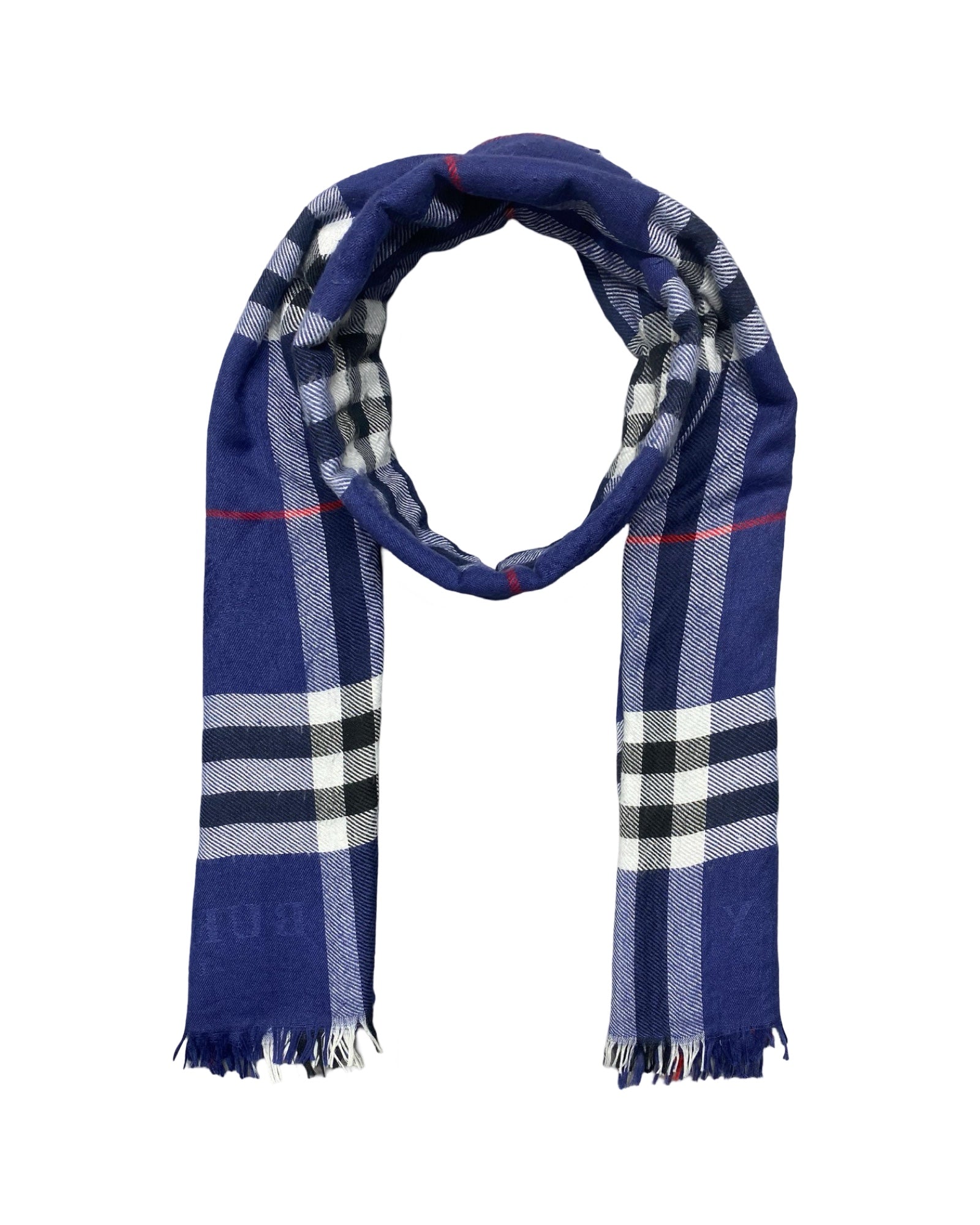 Burberrys Royal Blue Nova Check Wool Shawl | 003