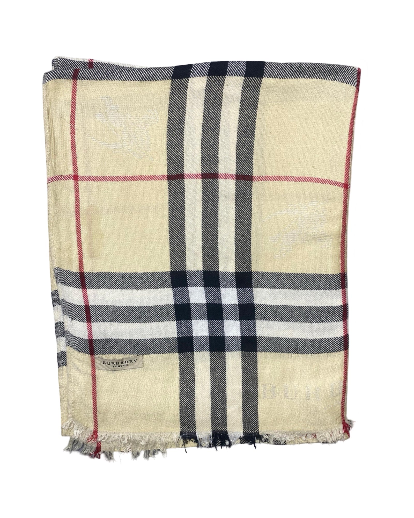 Burberry Vintage Beige Nova Check Plaid Shawl | 005