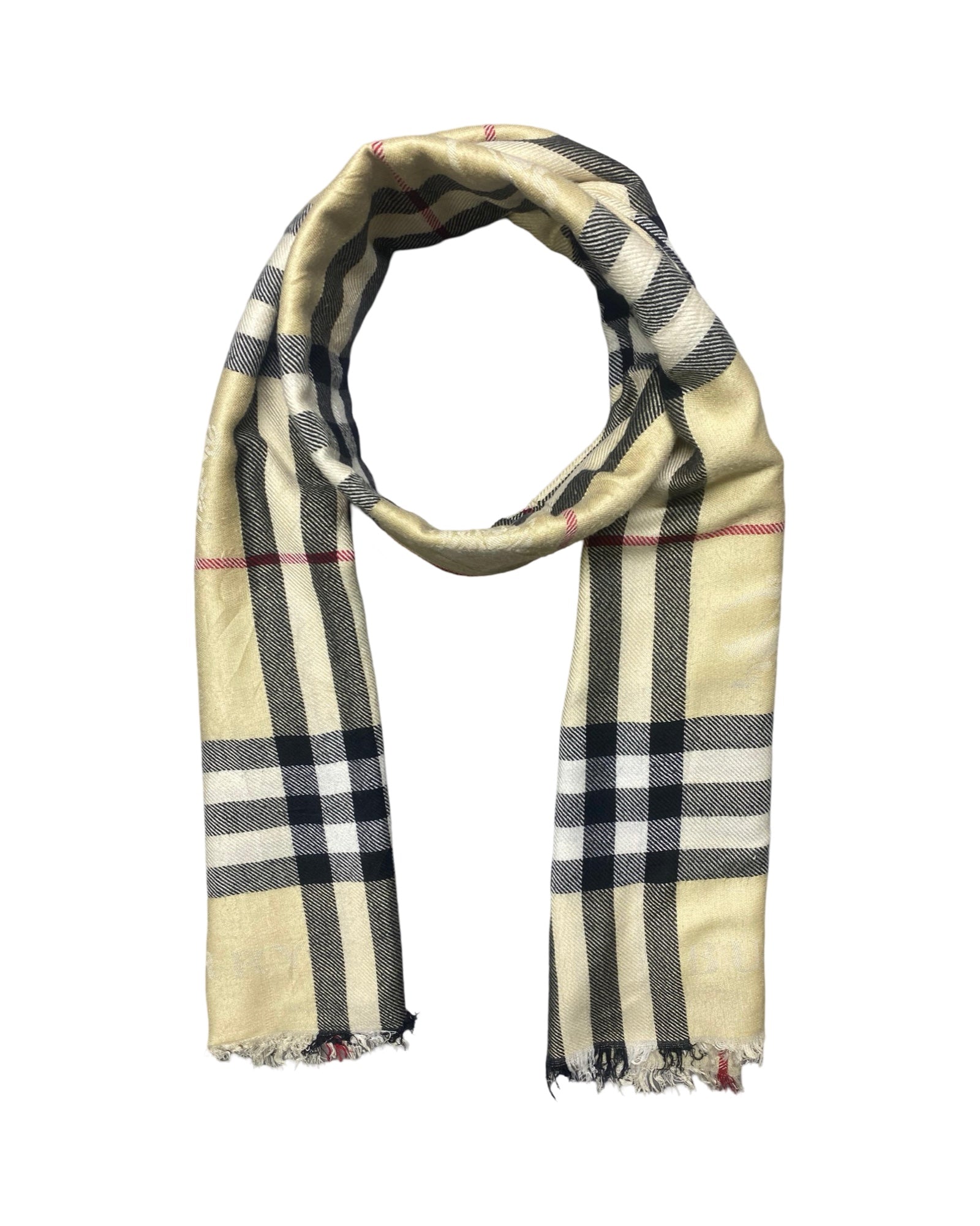 Burberry Vintage Beige Nova Check Plaid Shawl | 005