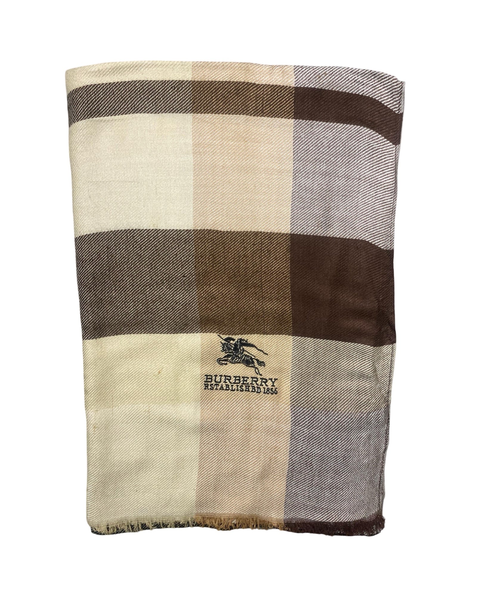Burberrys Beige & Brown Checkered Shawl | Vintage Luxury | 0010