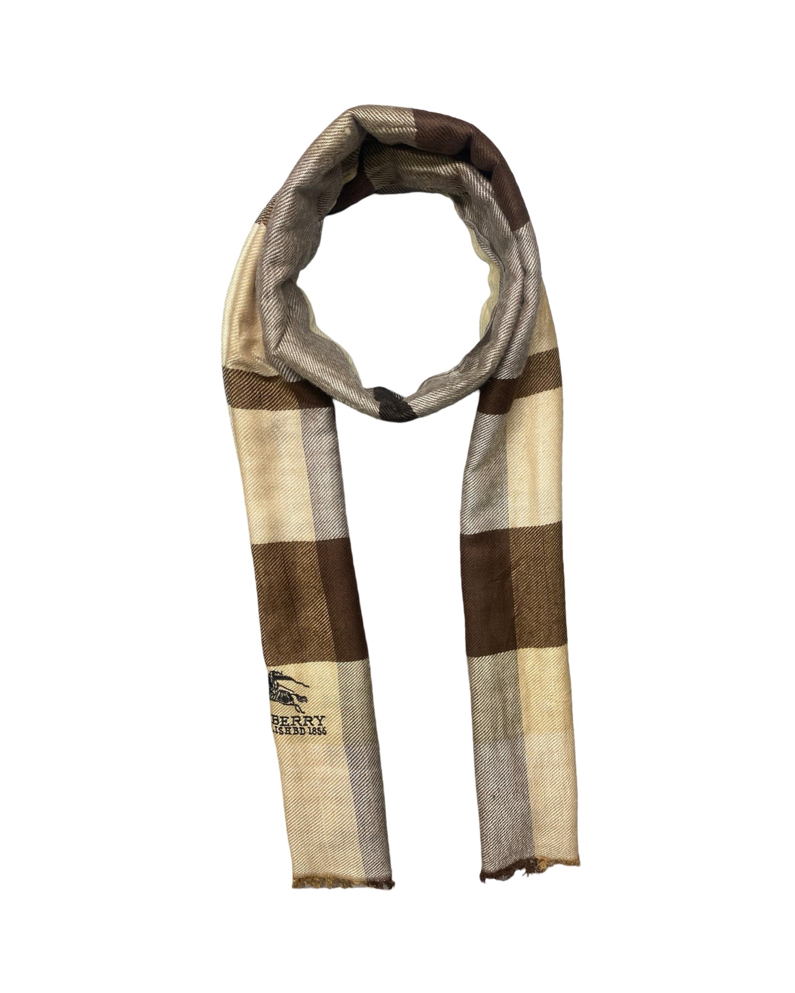 Burberrys Beige & Brown Checkered Shawl | Vintage Luxury | 0010