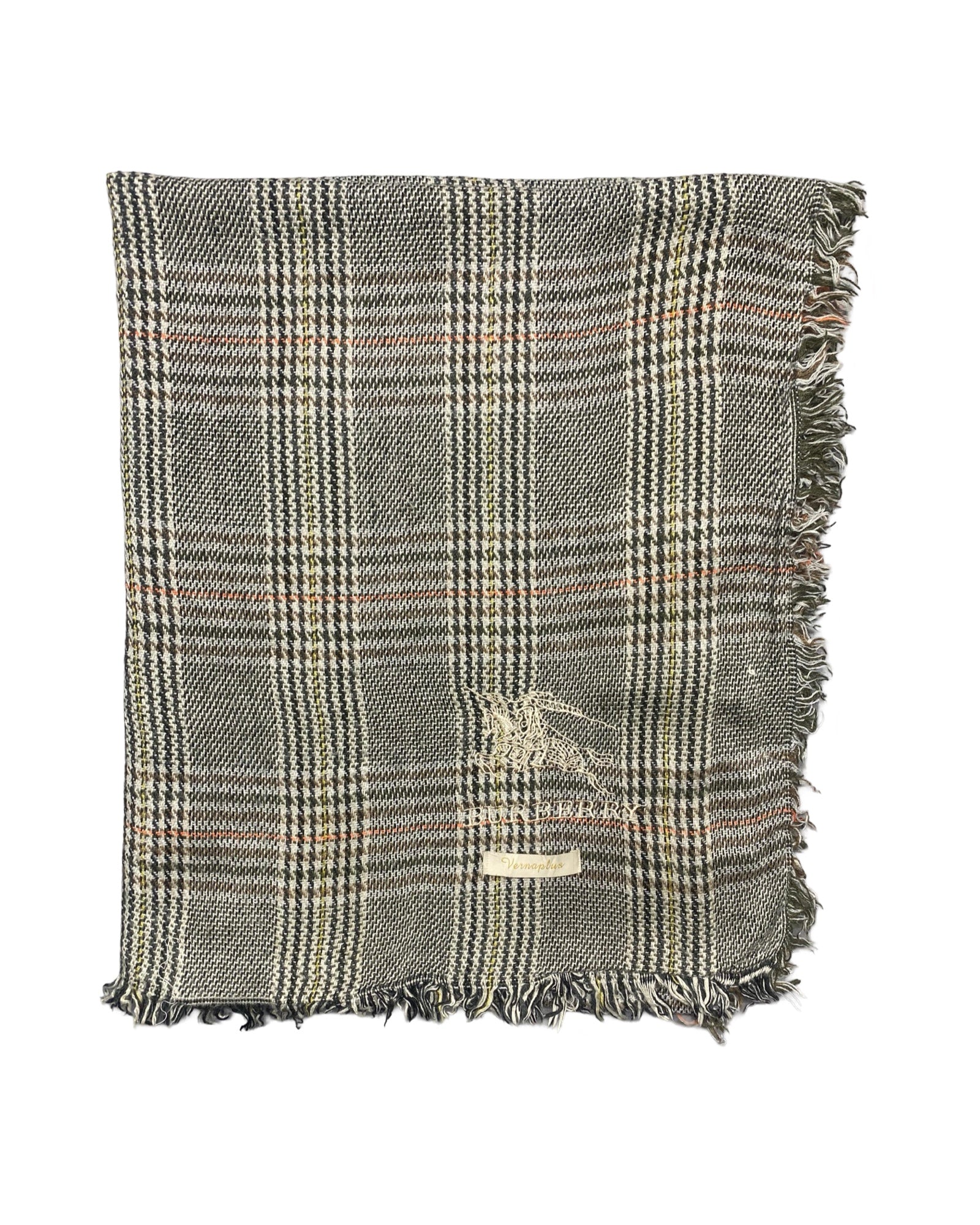 Burberry Vintage Check Wool Shawl | Grey & Beige Plaid | 0014