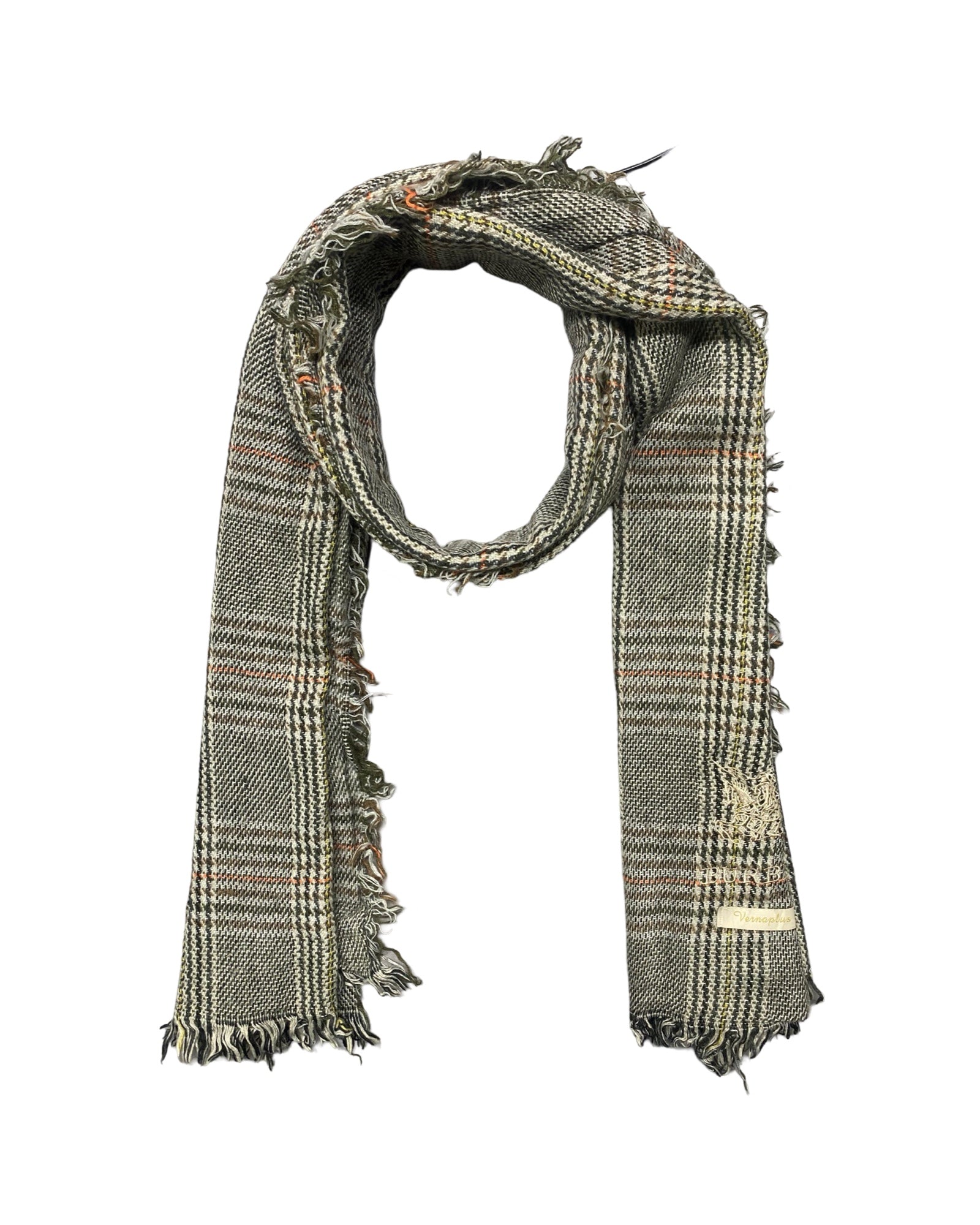 Burberry Vintage Check Wool Shawl | Grey & Beige Plaid | 0014