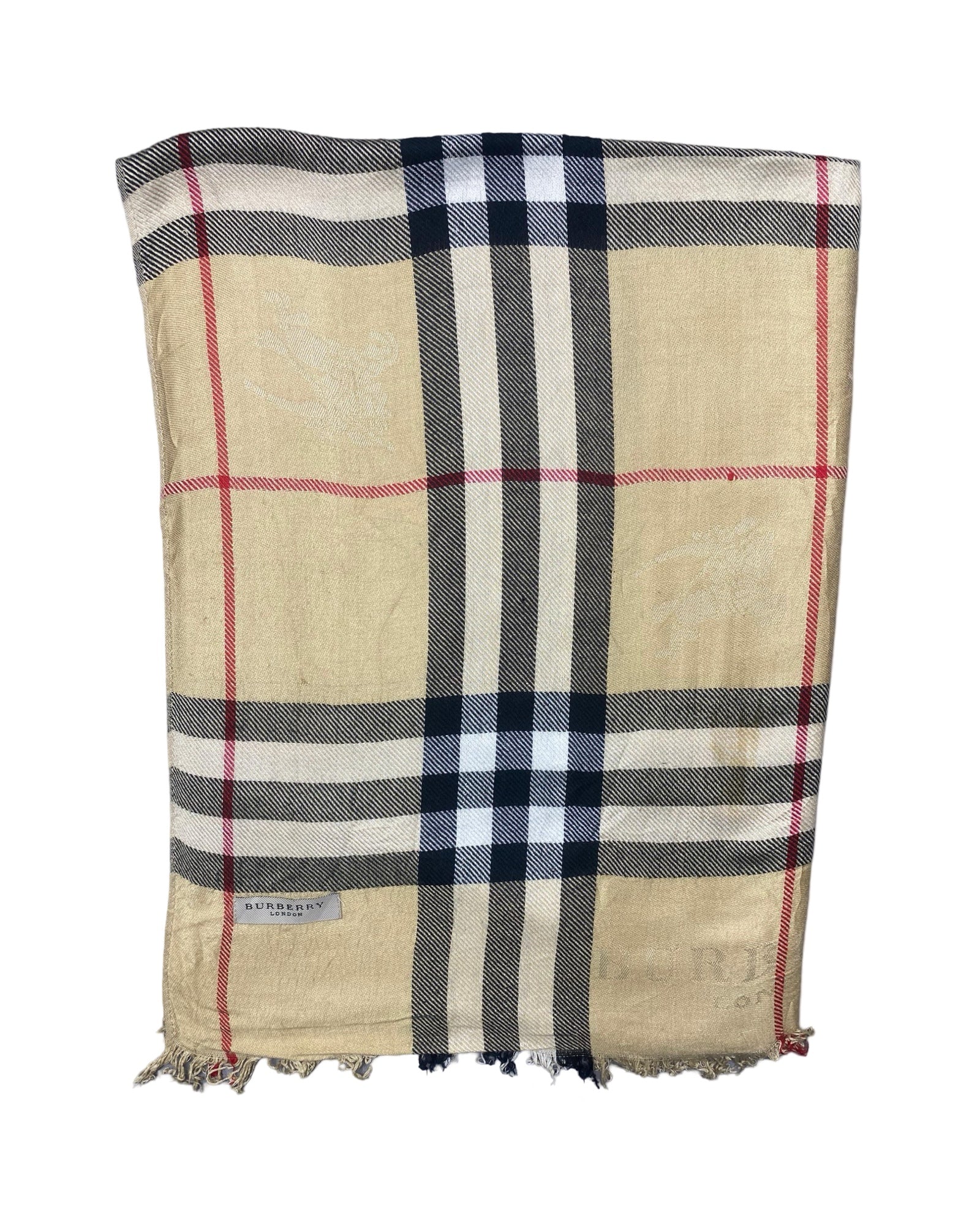Burberrys Beige Nova Check Classic Wool Shawl | 0021