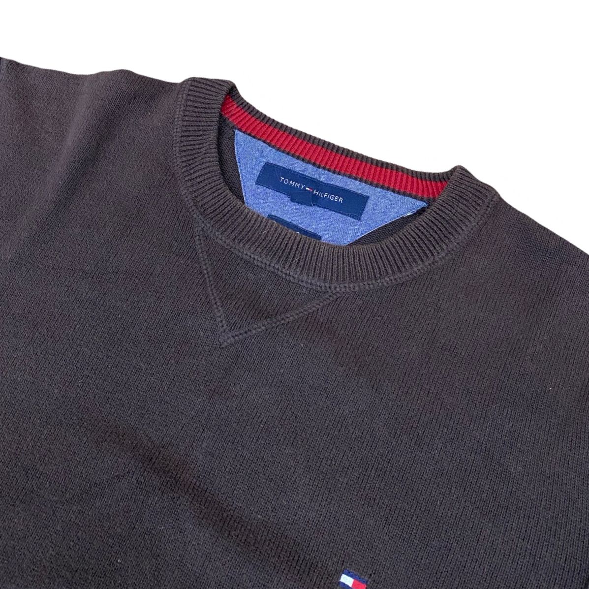 Tommy Hilfiger Charcoal Crewneck Sweater with Iconic Logo | Large