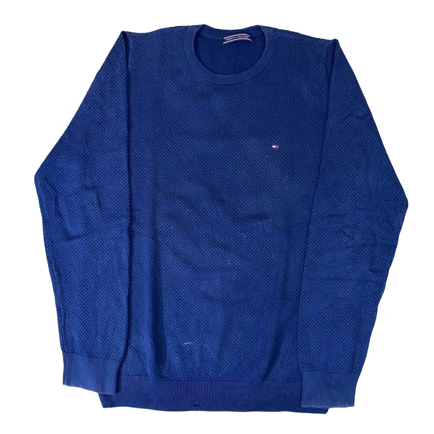 Tommy Hilfiger Navy Textured Crewneck Sweater | Large