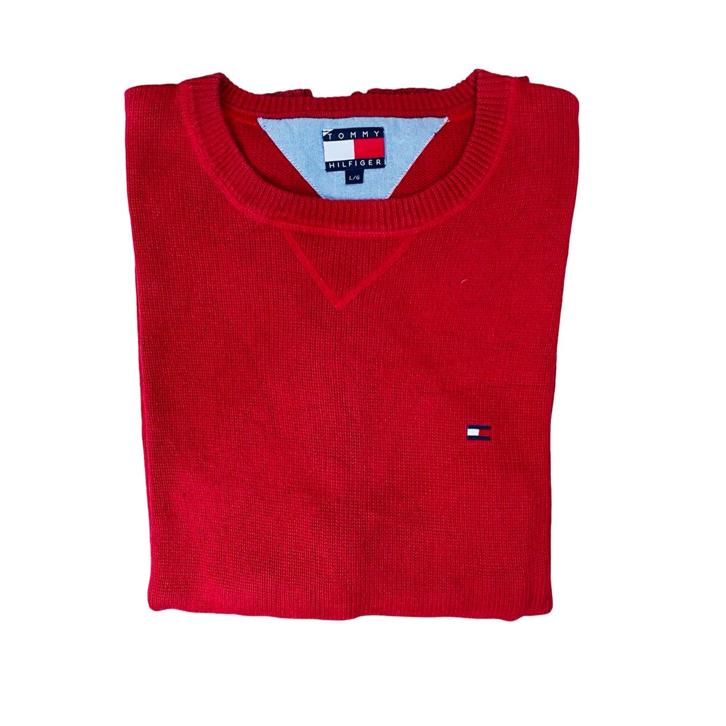 Tommy Hilfiger Red Crewneck Sweater | Large