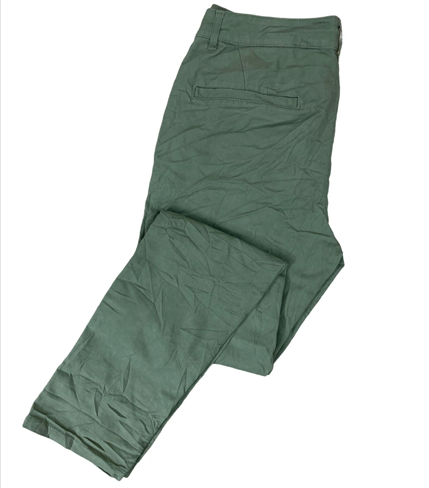 Olive Cotton Slim Fit Trousers | Waist 28”, Length 37”