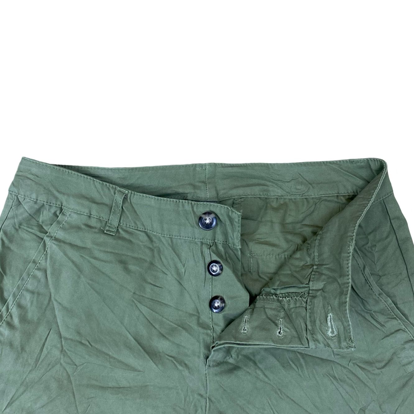 Olive Cotton Slim Fit Trousers | Waist 28”, Length 37”
