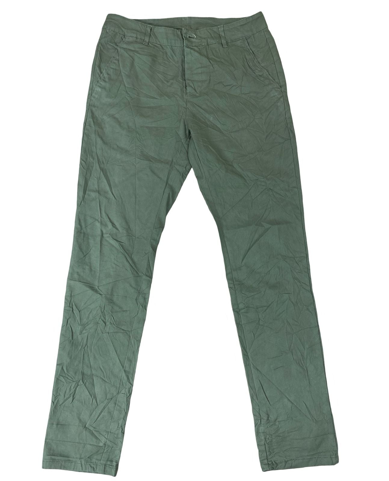 Olive Cotton Slim Fit Trousers | Waist 28”, Length 37”