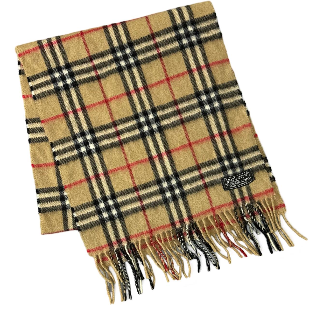 Burberry Beige Check Wool-Blend Scarf (0066)