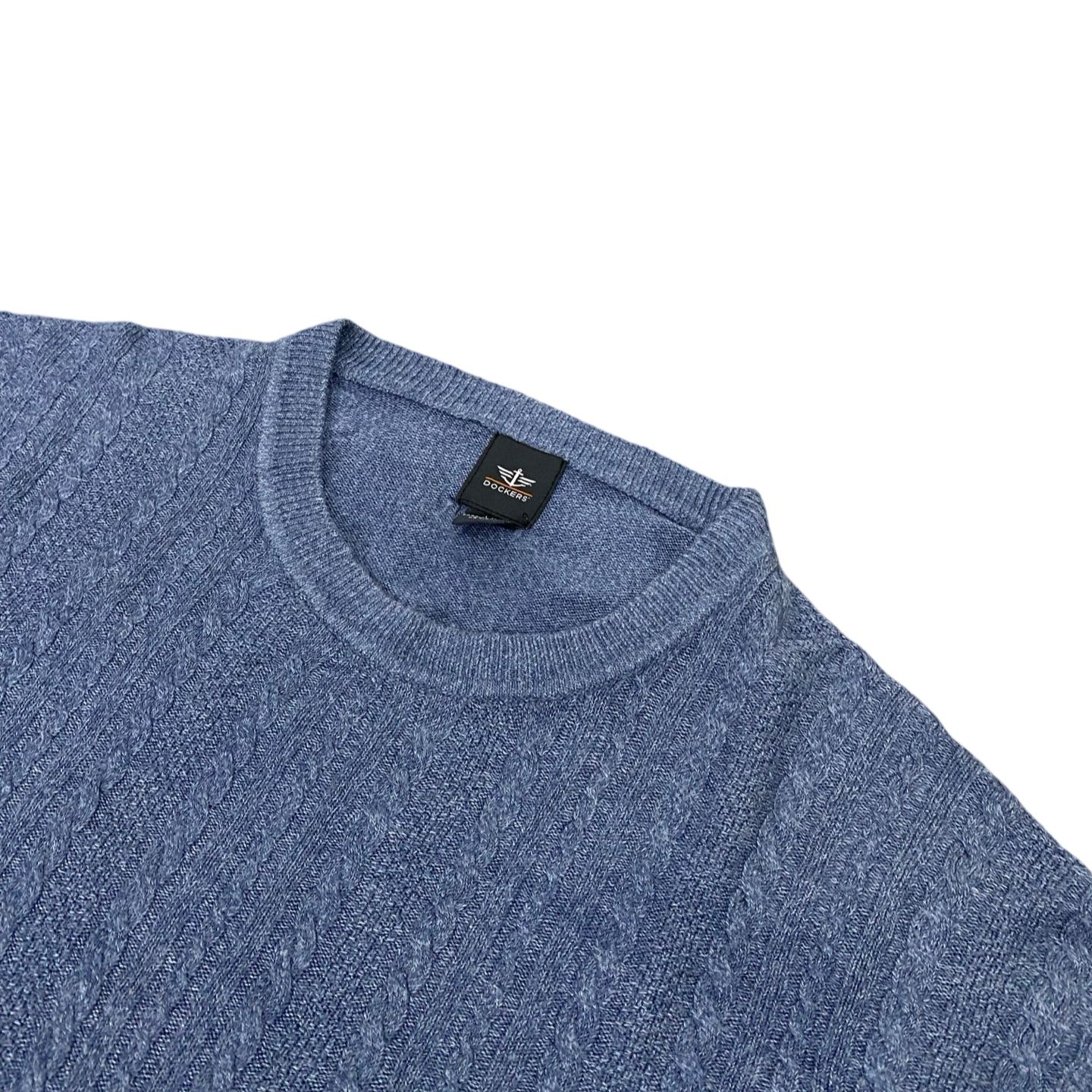 Dockers Grey Cable Knit Crew Neck Sweater | Large