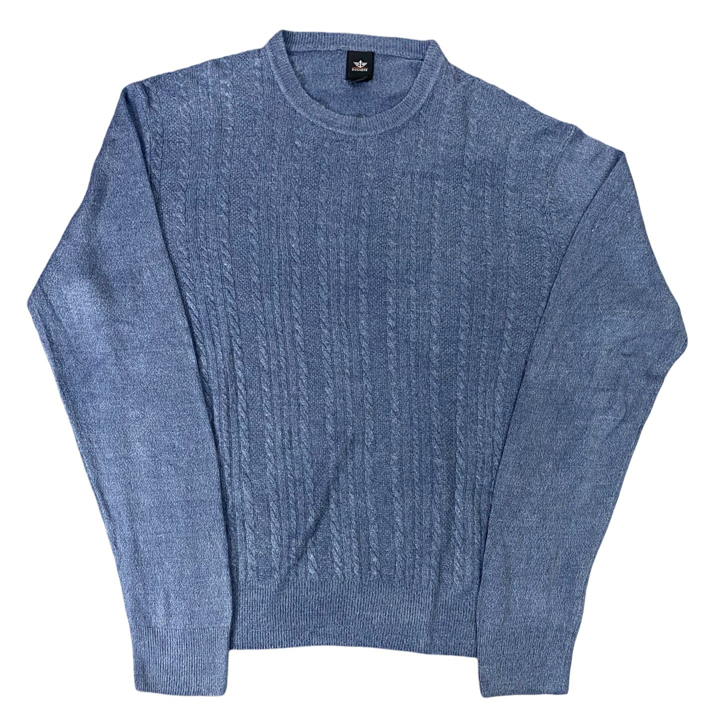 Dockers Grey Cable Knit Crew Neck Sweater | Large