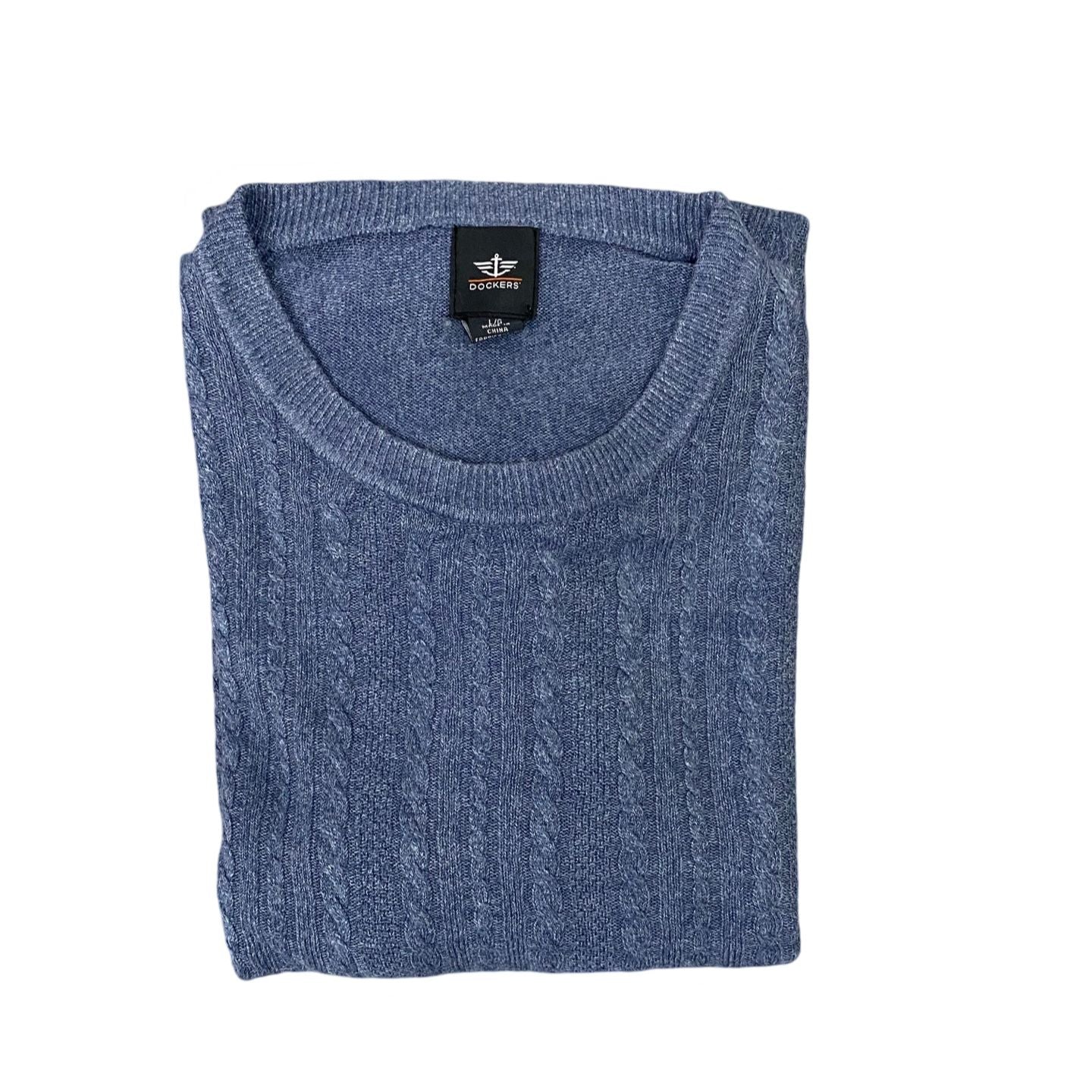 Dockers Grey Cable Knit Crew Neck Sweater | Large