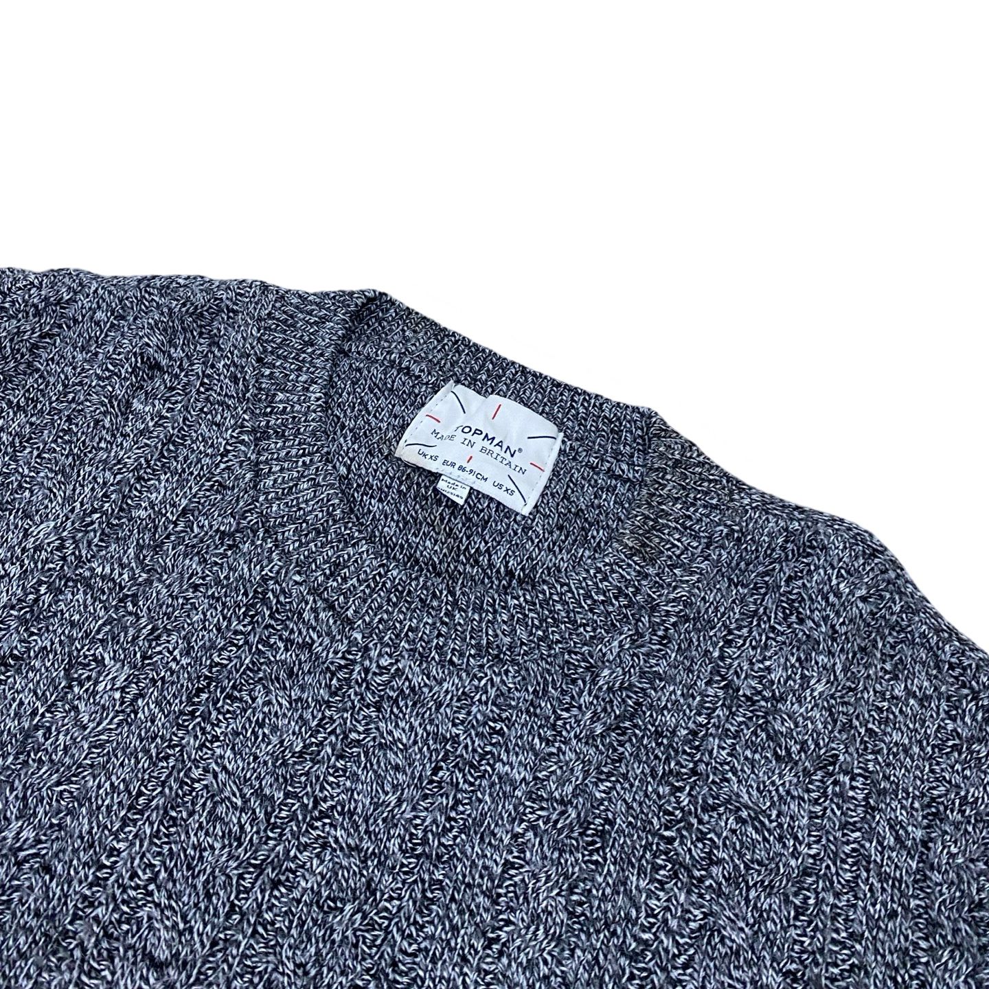 Topman Charcoal Grey Cable-Knit Crewneck Sweater | Small