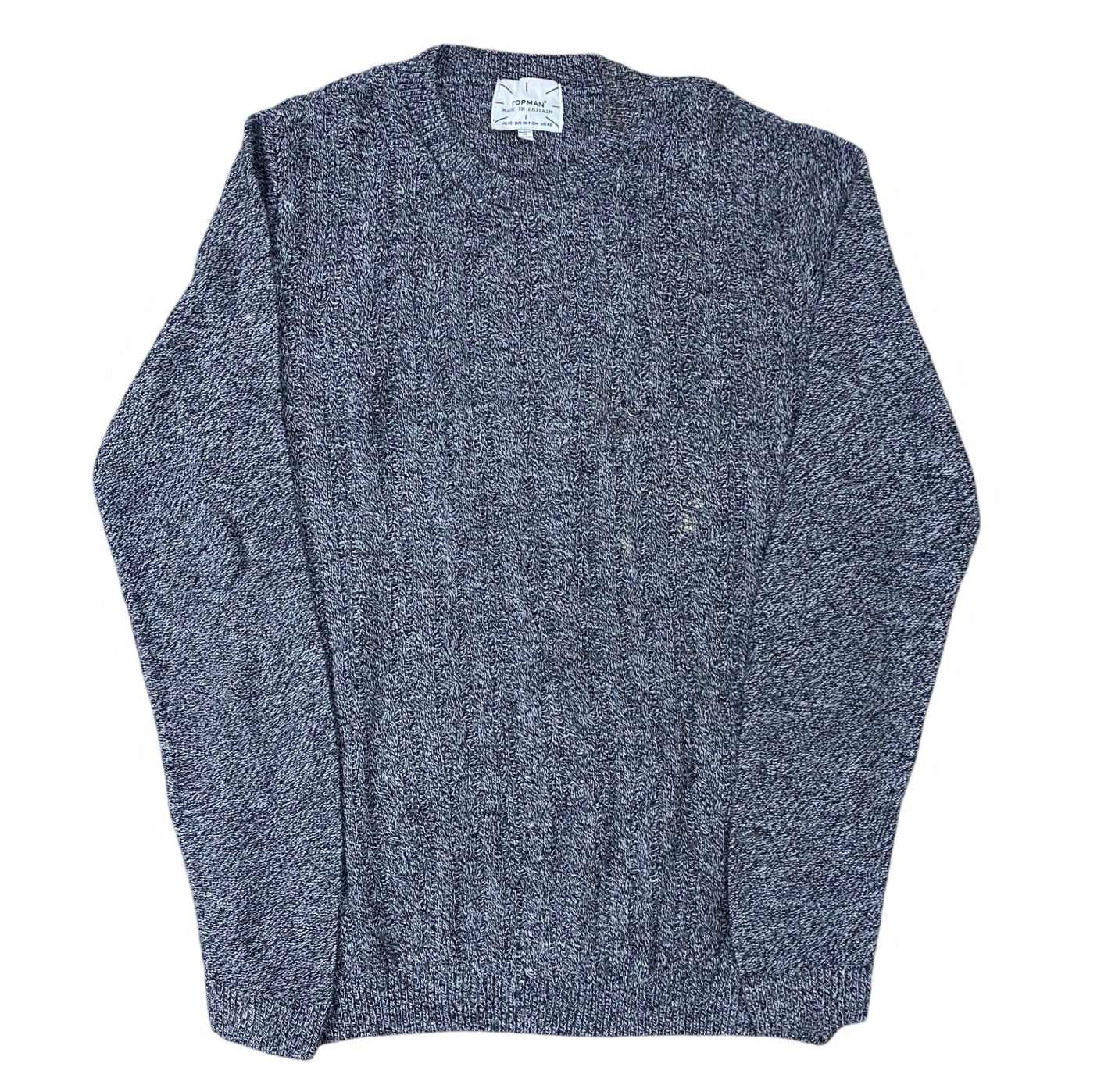 Topman Charcoal Grey Cable-Knit Crewneck Sweater | Small