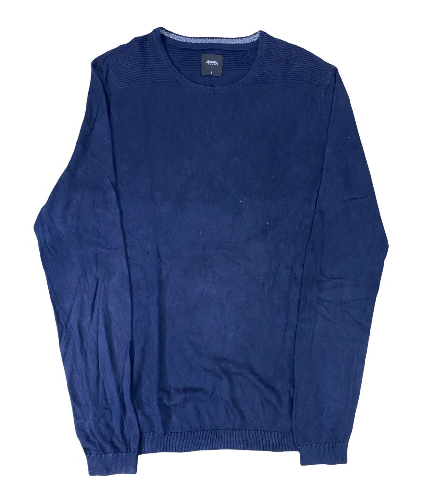 Burton Menswear London Navy Ribbed Sweater | Large