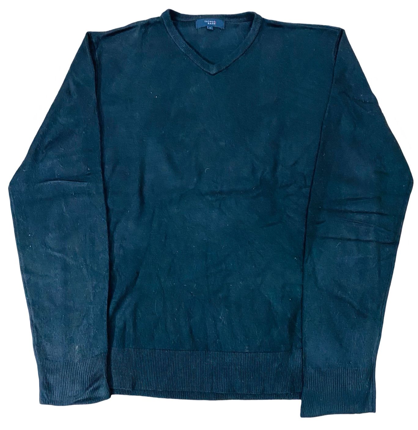 Thomas Nash Black V-Neck Knit Sweater | Large