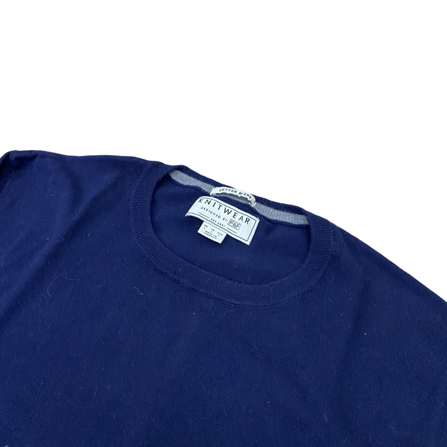 F&F Knitwear Blue Crew Neck Sweater | Large