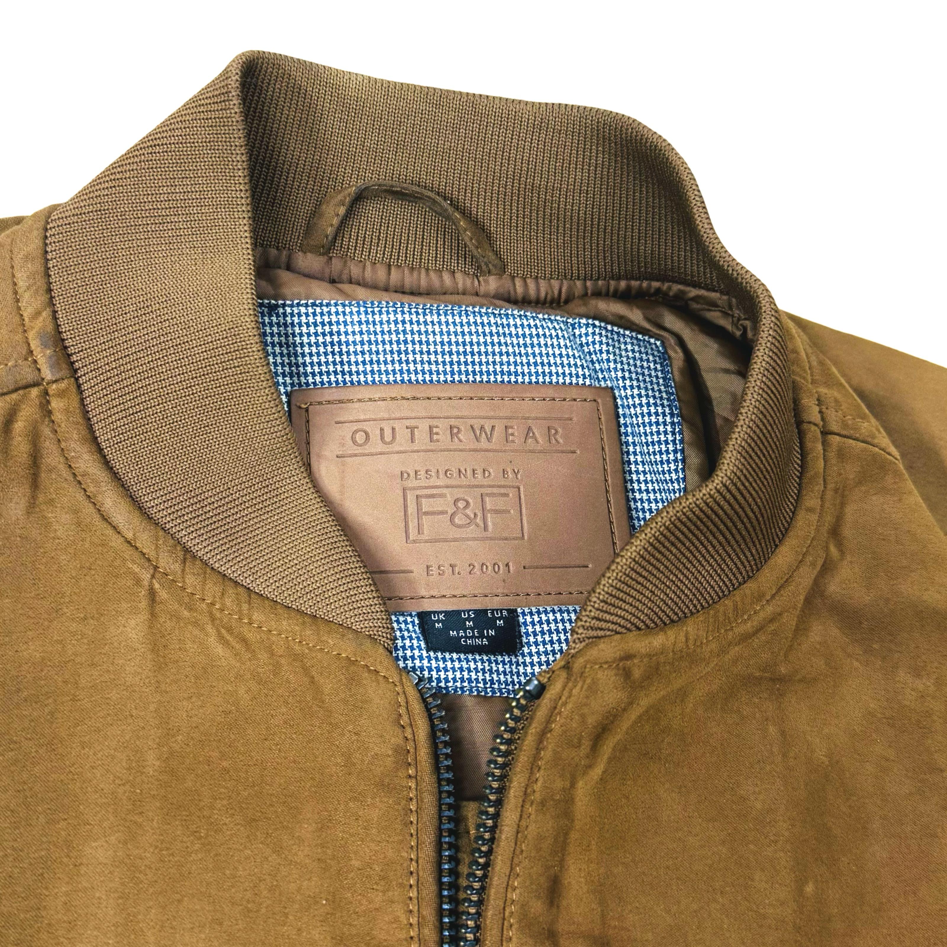 F&F Brown Sueded Bomber Jacket | Medium